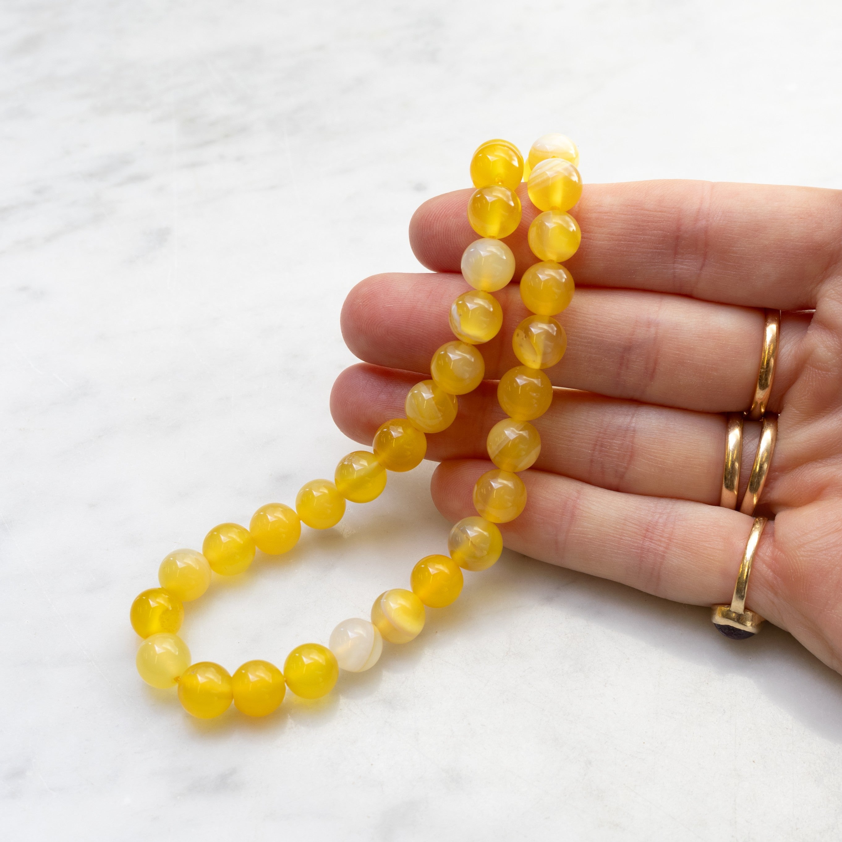 Yellow Banded Agate Round Beads Approx 8mm