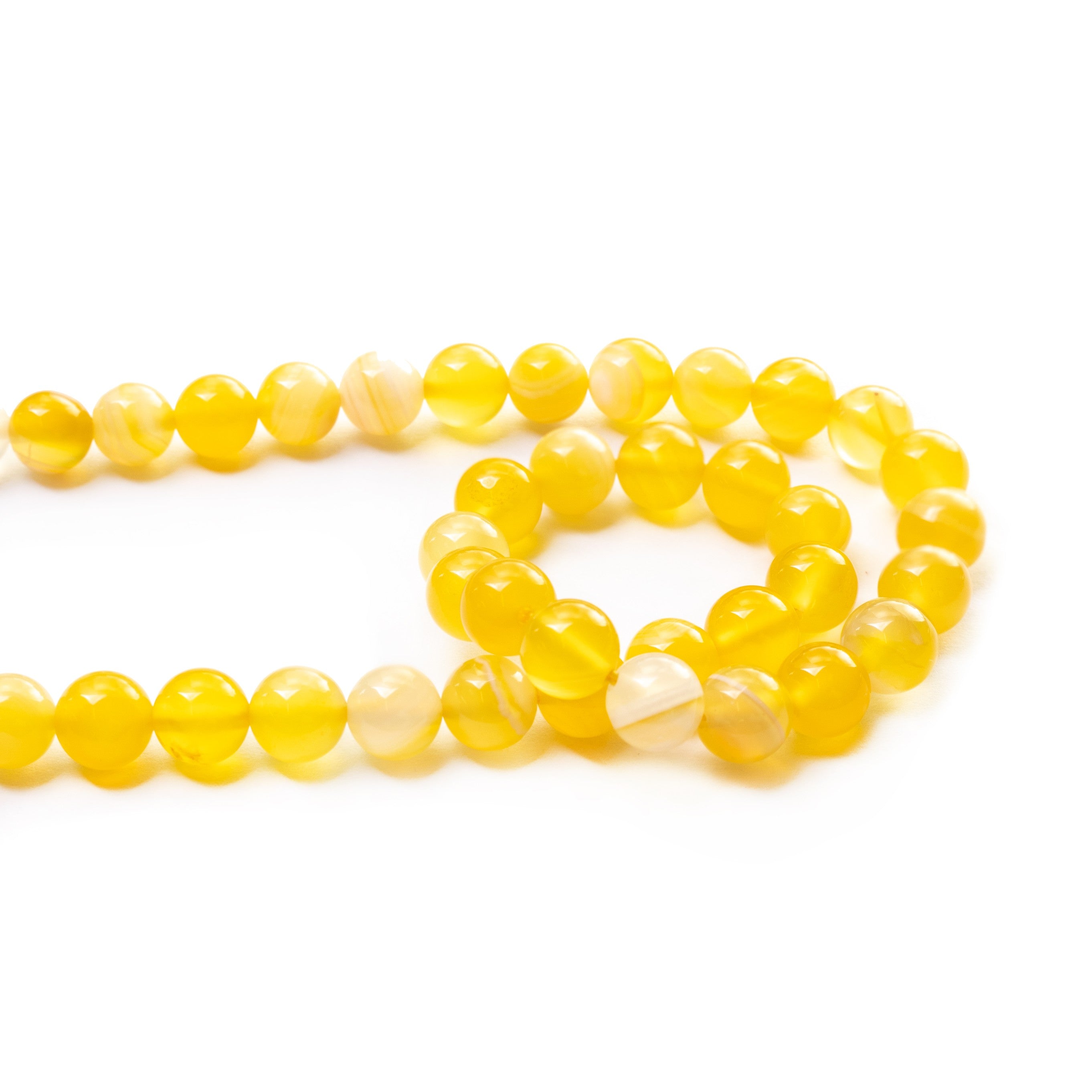 Yellow Banded Agate Round Beads Approx 8mm