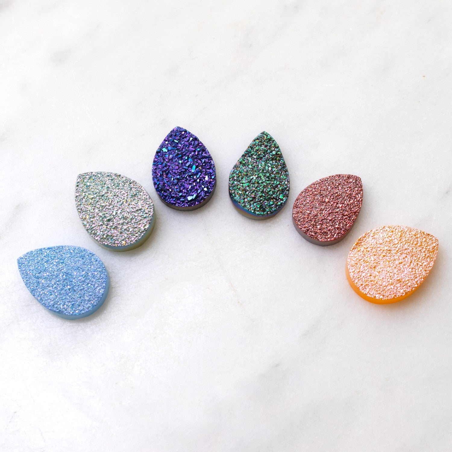 Drusy Flat Teardrop Cabochons Various Colours