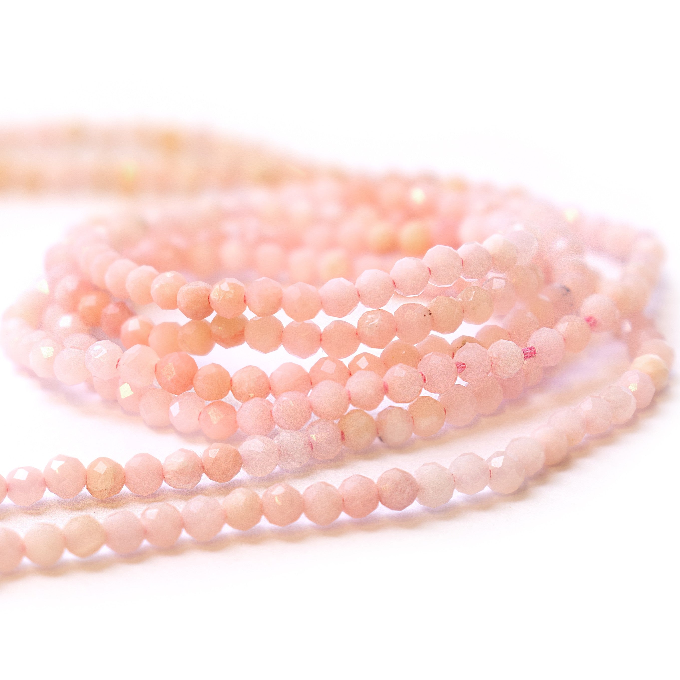 Pink Opal Shaded Micro Faceted Round Beads Approx 2mm