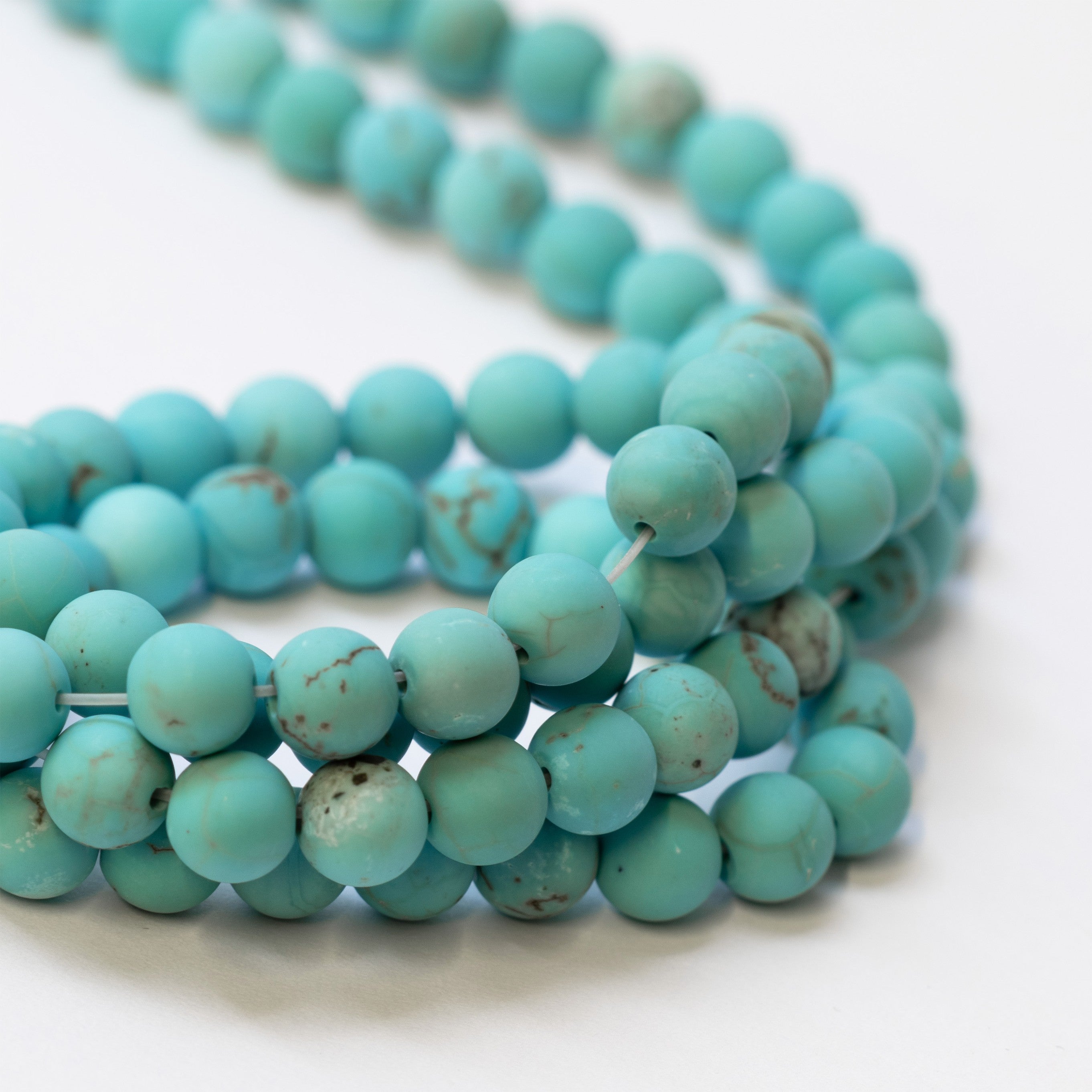 Matt Turquoise Magnesite Round Beads