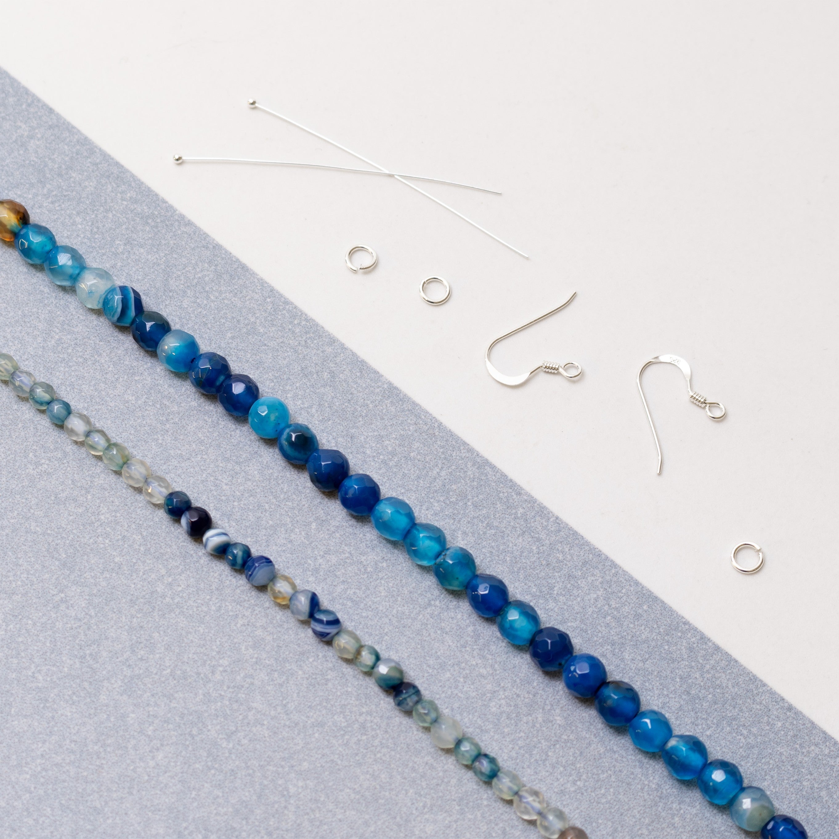 Blue Faceted Banded Agate Round Beads