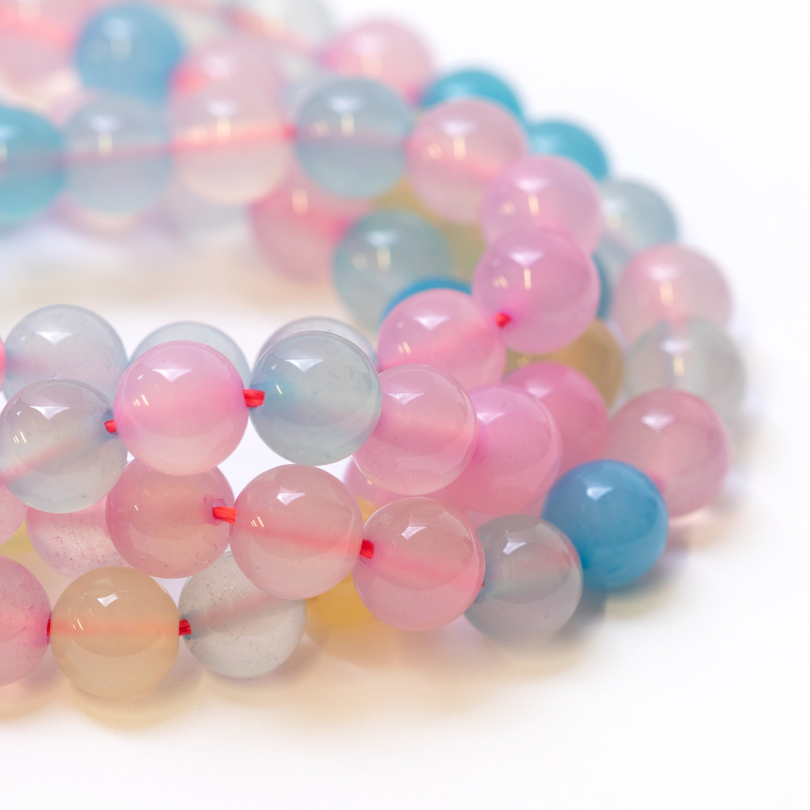 Multicoloured Pastel Agate Round Beads