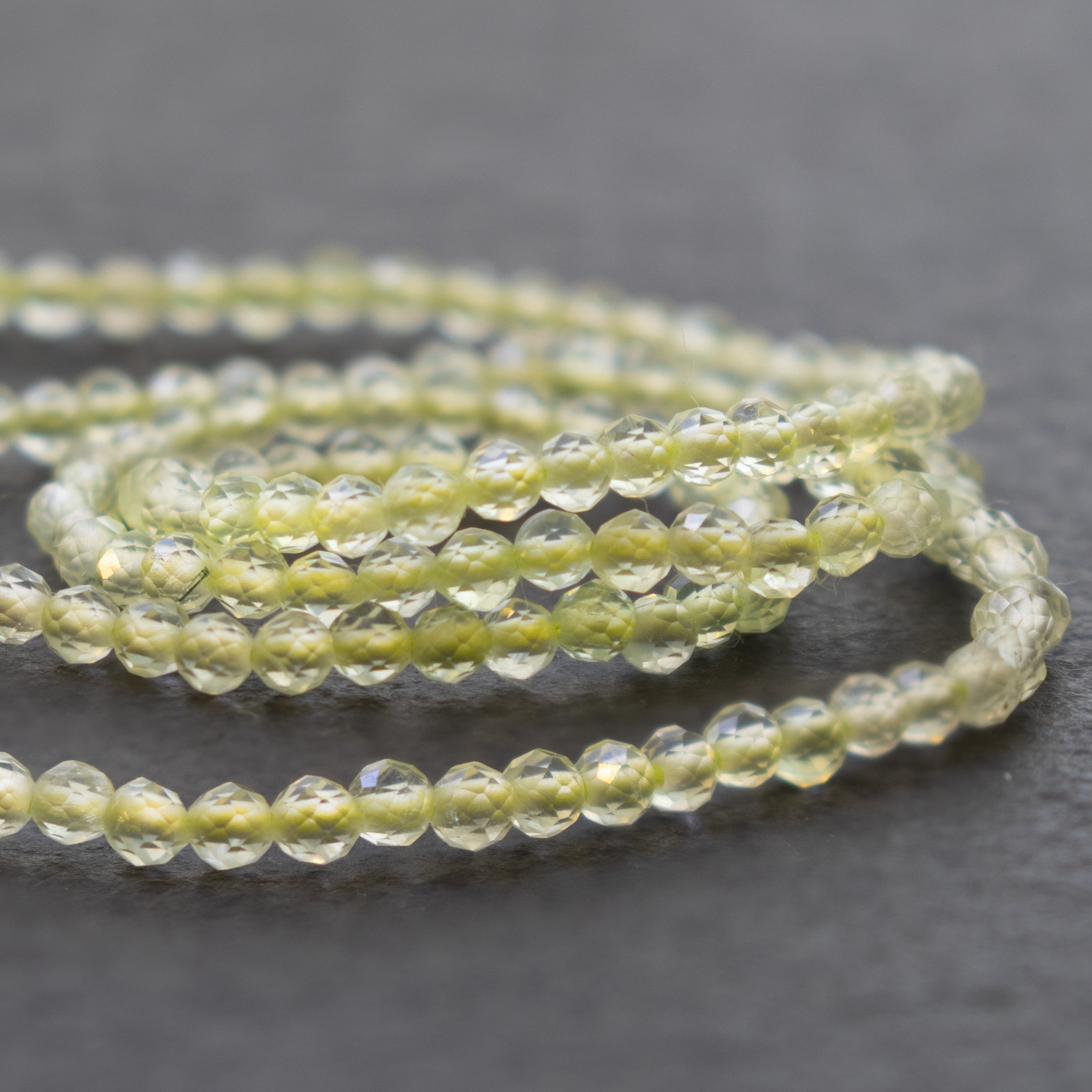 Prehnite Micro Faceted Round Beads Approx 2mm
