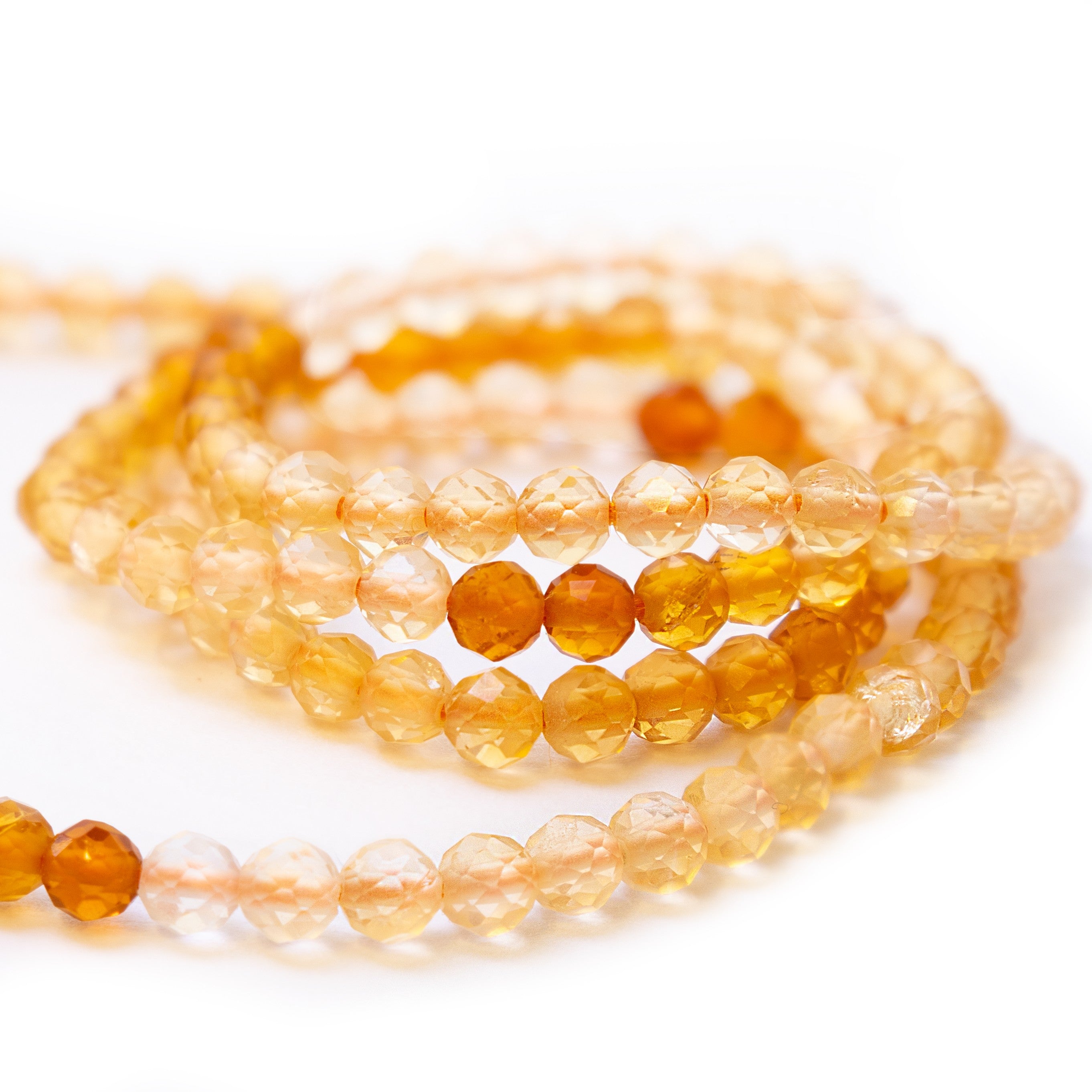 Citrine Shaded Micro Faceted Round Beads Approx 2mm