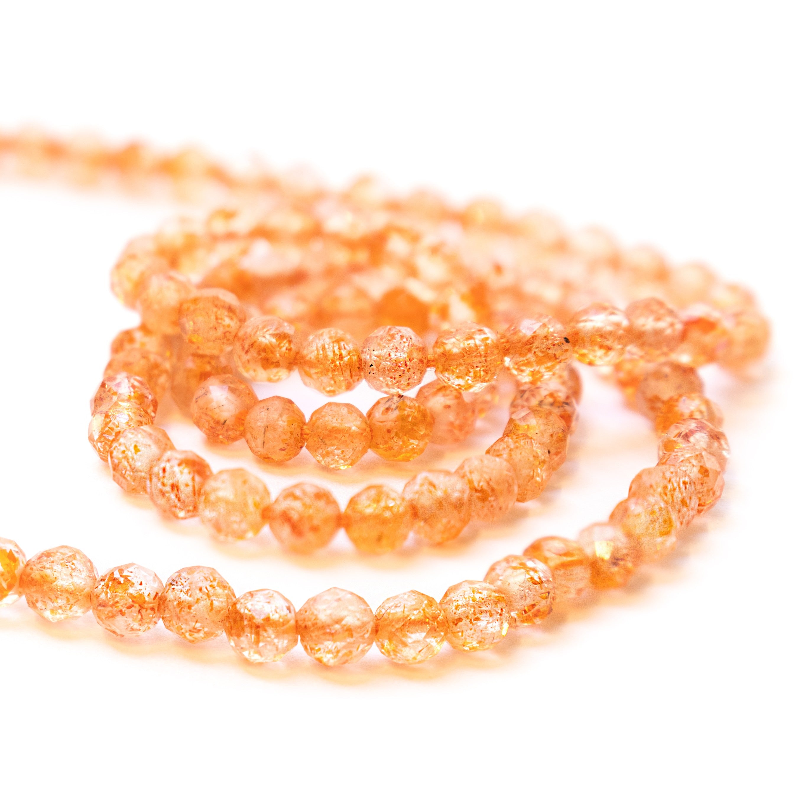 Sunstone Micro Faceted Round Beads Approx 3mm