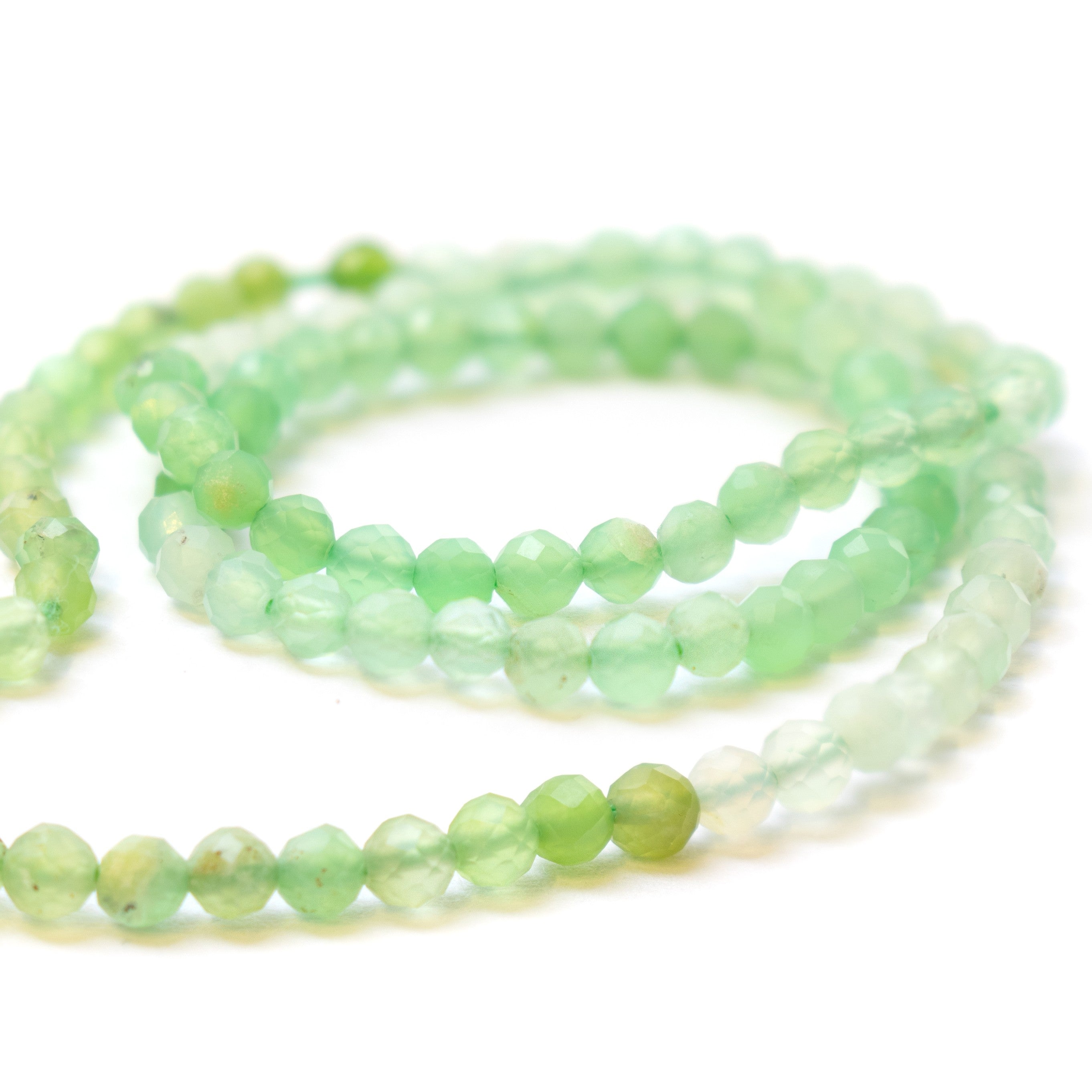Chrysoprase Micro Faceted Round Beads Approx 2.5mm