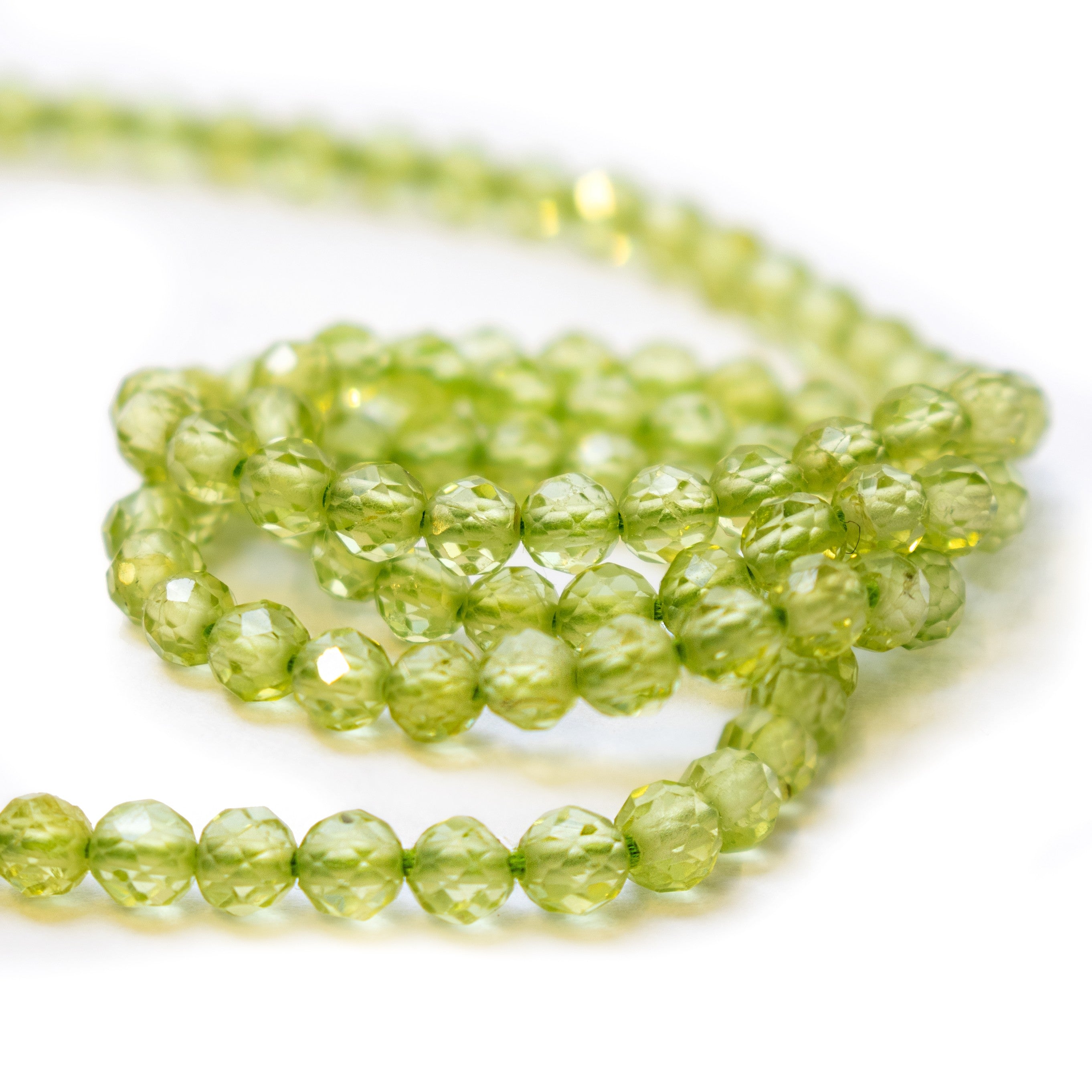 Peridot Micro Faceted Round Beads Approx 2.5mm