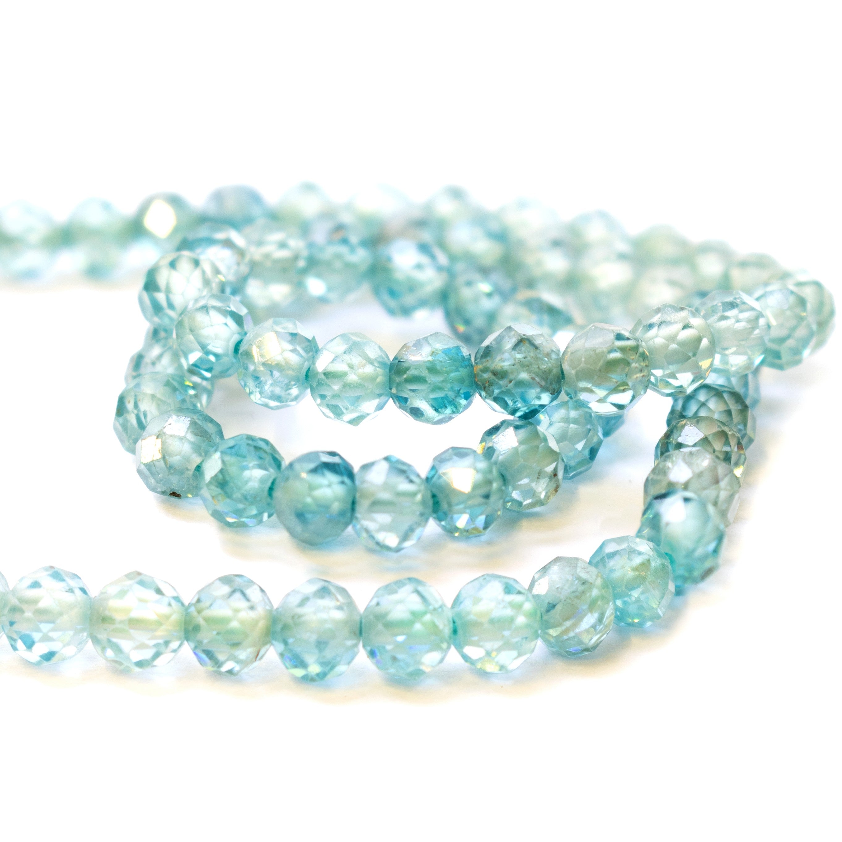 Blue Zircon Ombre Faceted Round Beads Approx 3.5mm