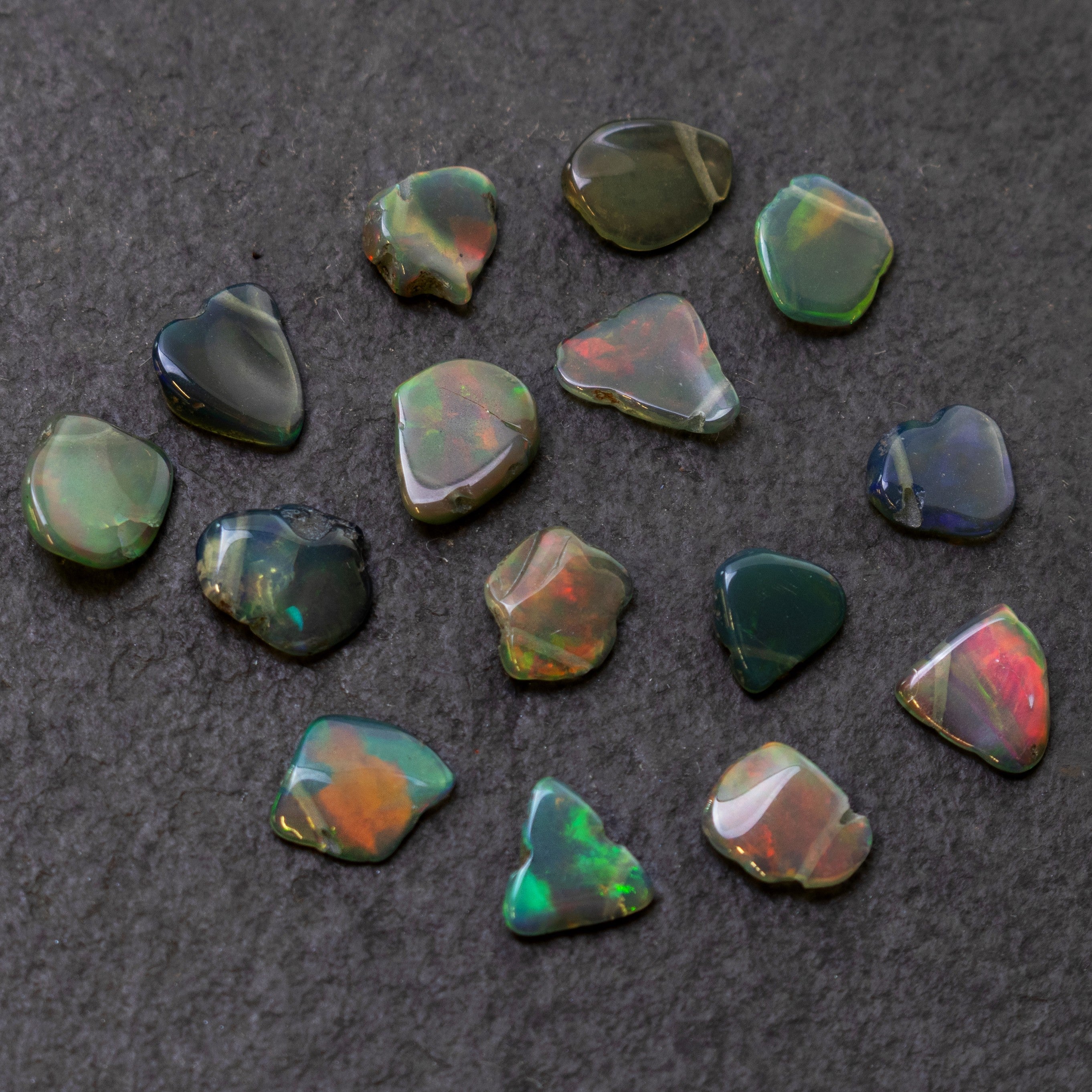 Rough Ethiopian Smoked Black Opal Slice Beads pk10