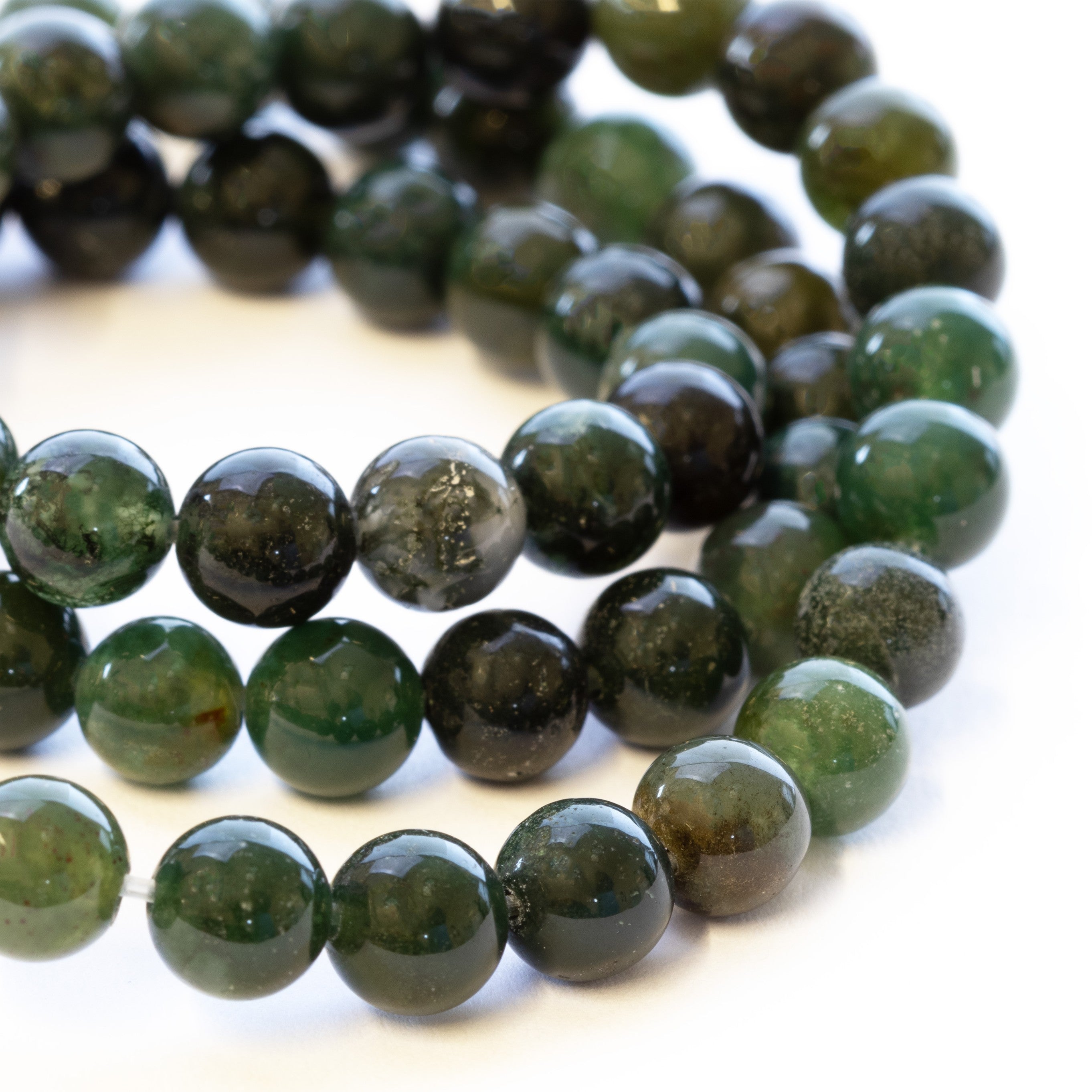 Green Moss Agate Round Beads
