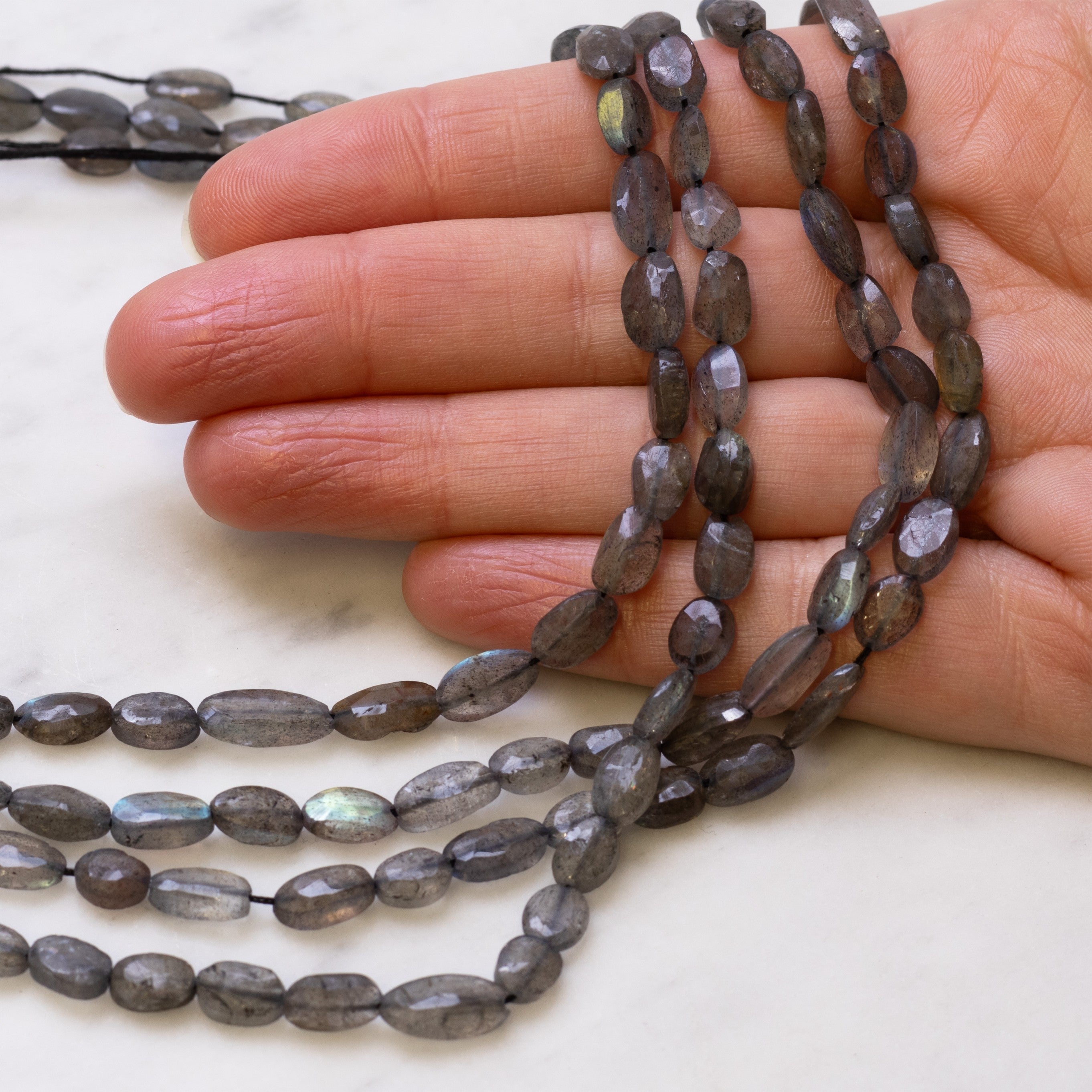 Labradorite Faceted Oval Beads Approx 8mm