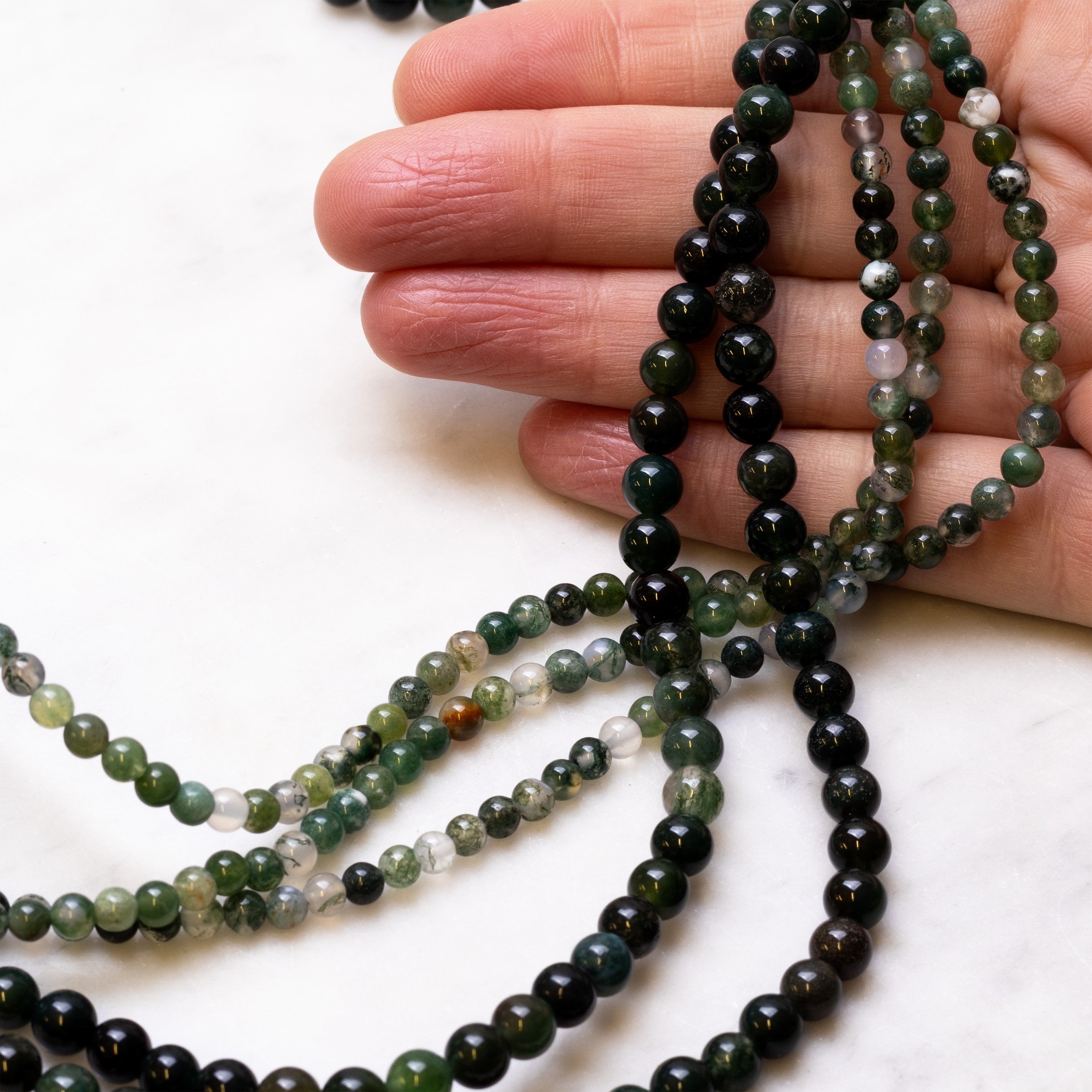 Green Moss Agate Round Beads