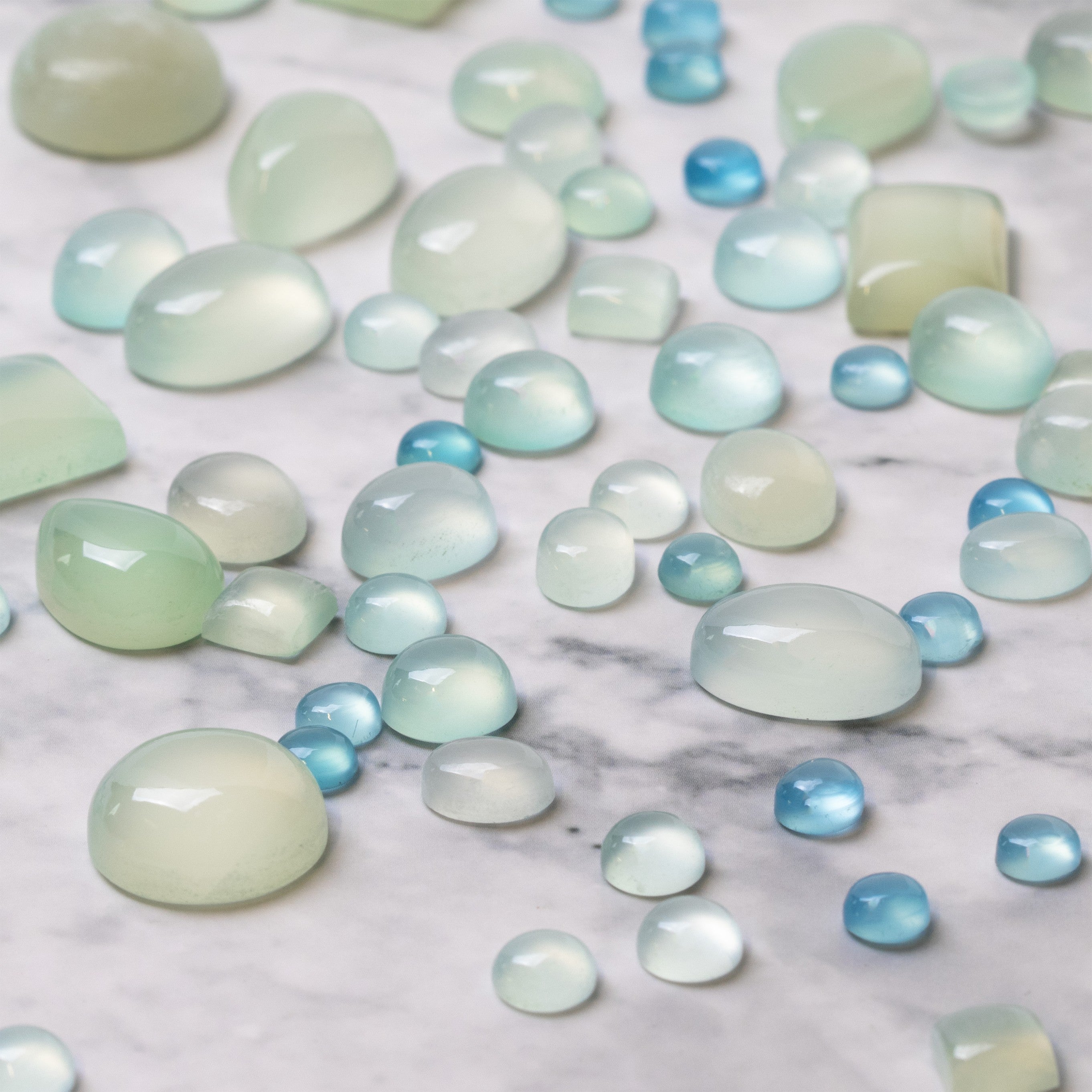 Aqua Blue Chalcedony Cabochons
