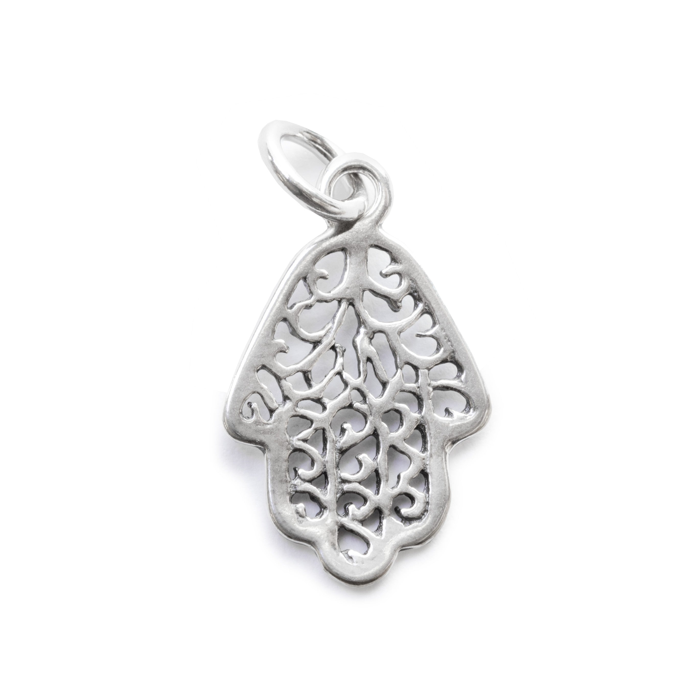 Silver Plated Antiqued Hamsa Hand Charm