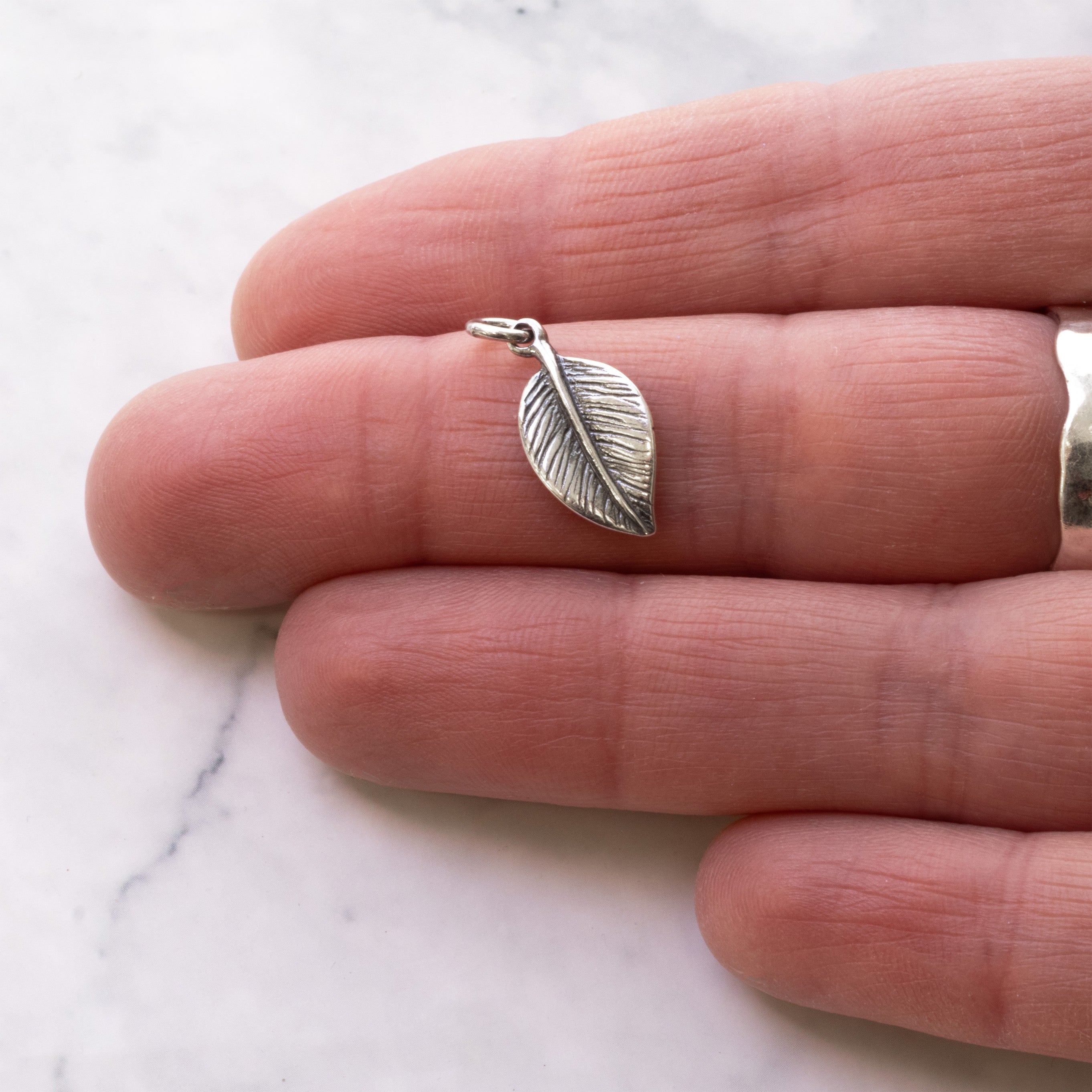 Silver Plated Antiqued Leaf Charm