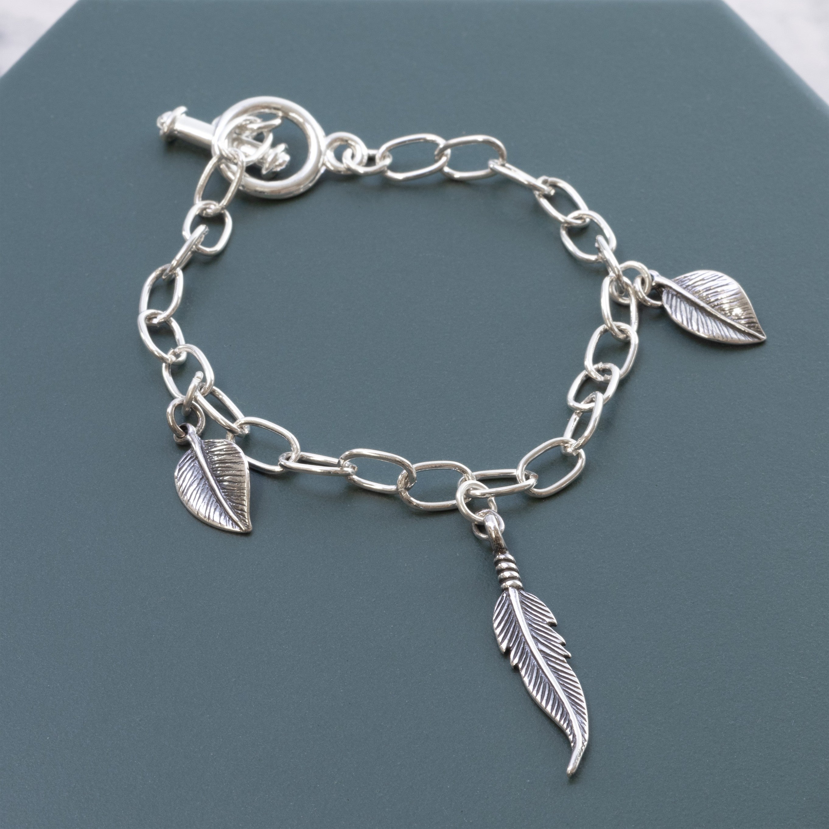 Silver Plated Antiqued Leaf Charm