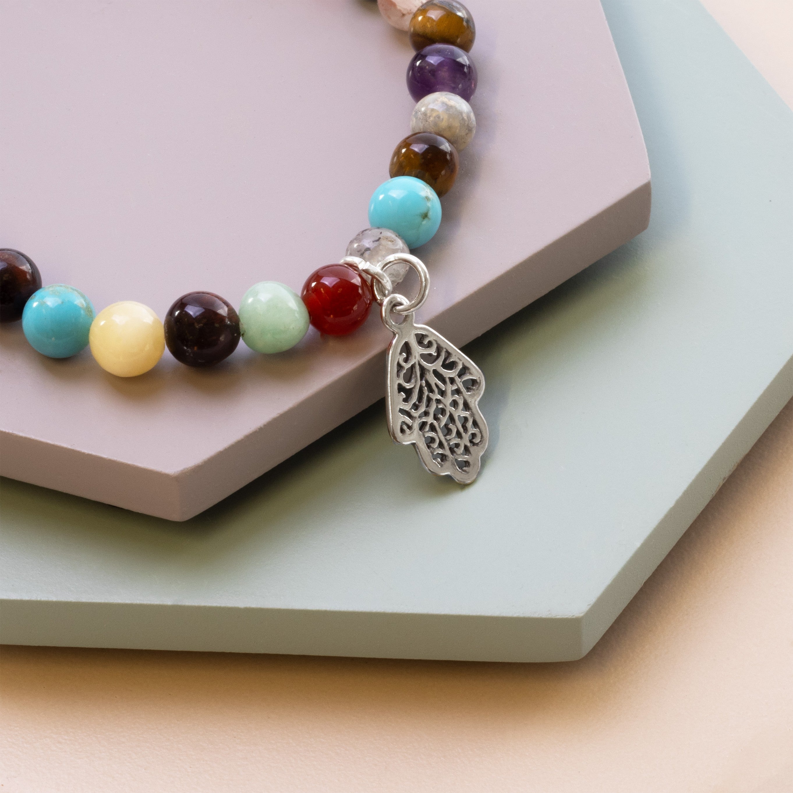 Silver Plated Antiqued Hamsa Hand Charm