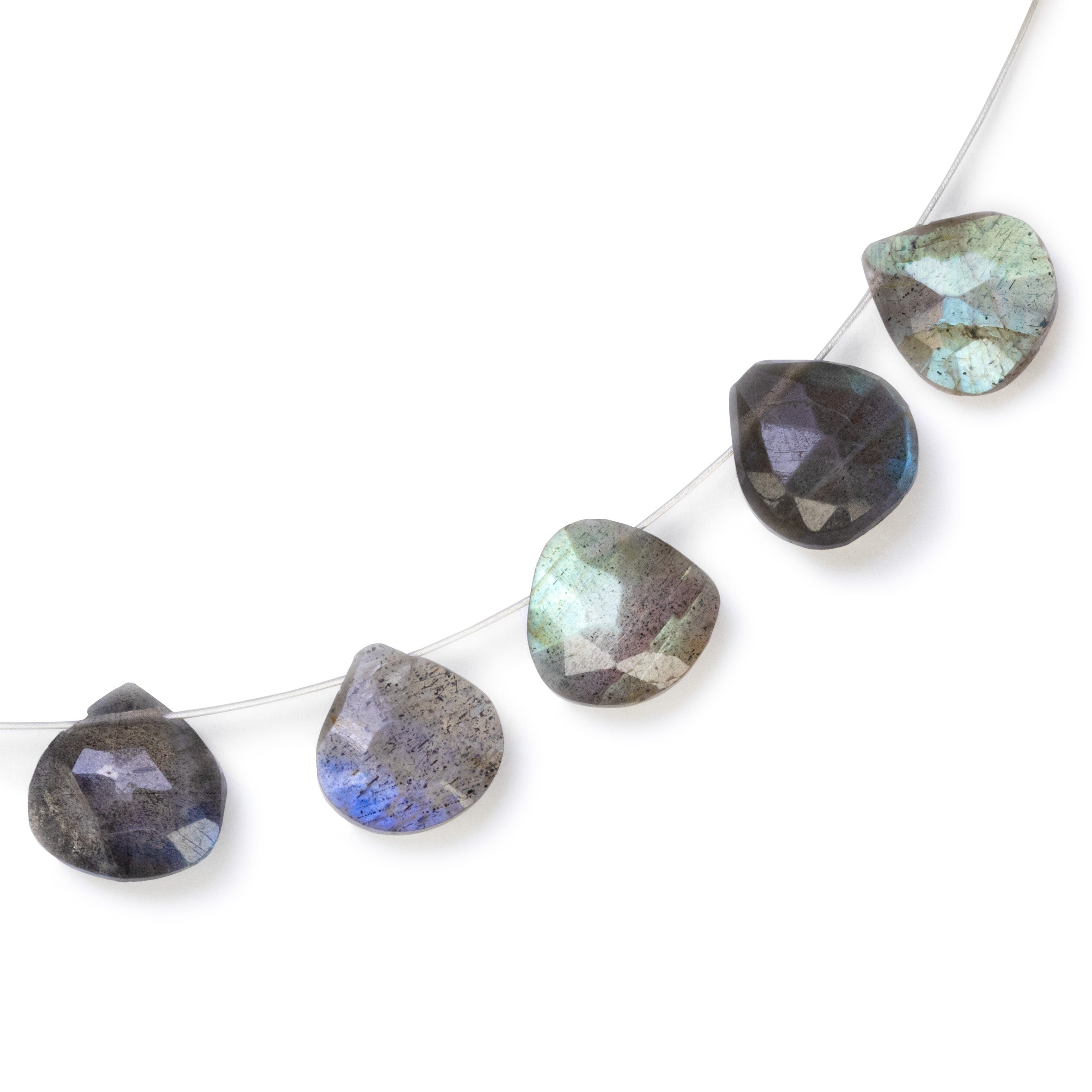 Labradorite Faceted Heart Briolette Beads Approx 7mm