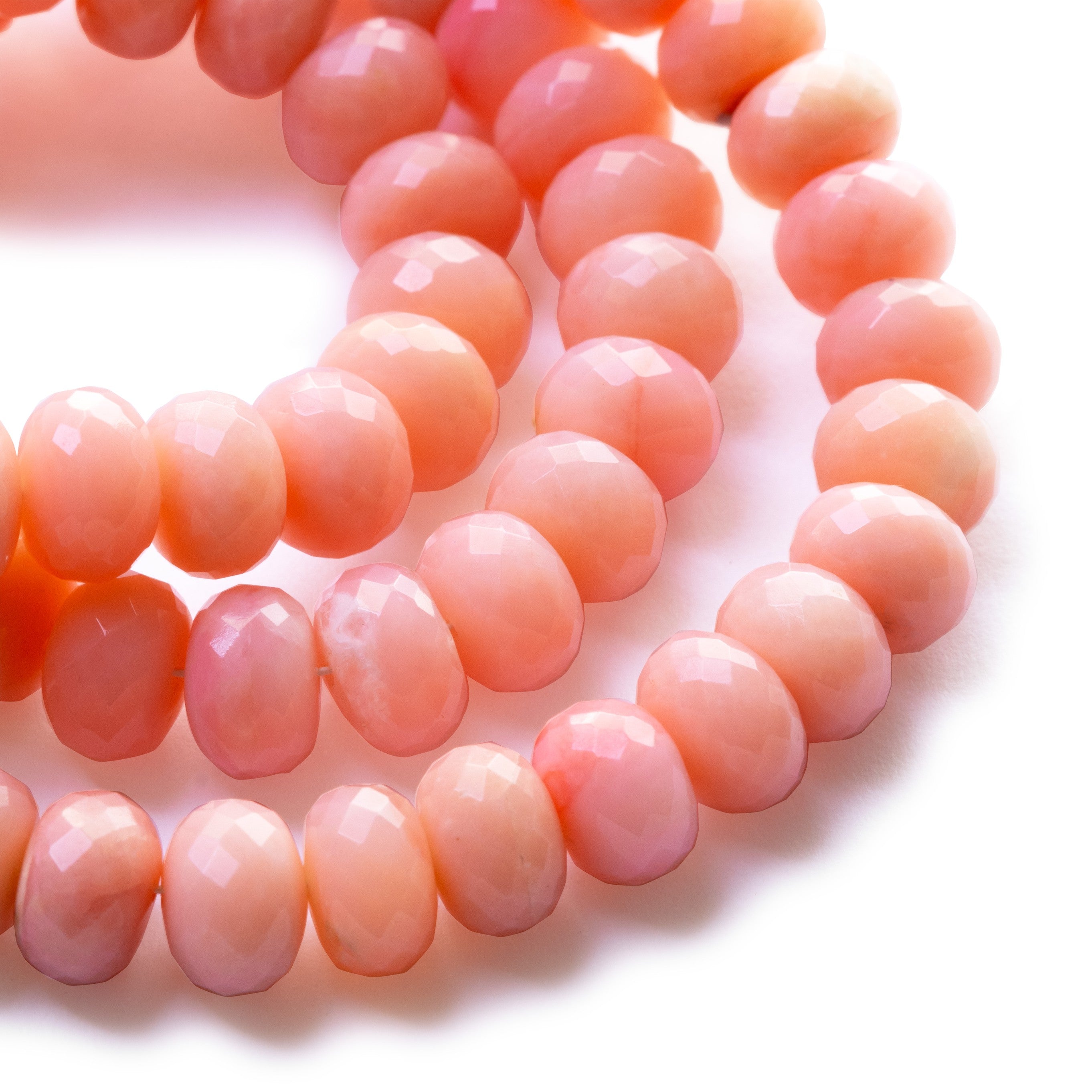Pink Opal Faceted Rondelle Beads