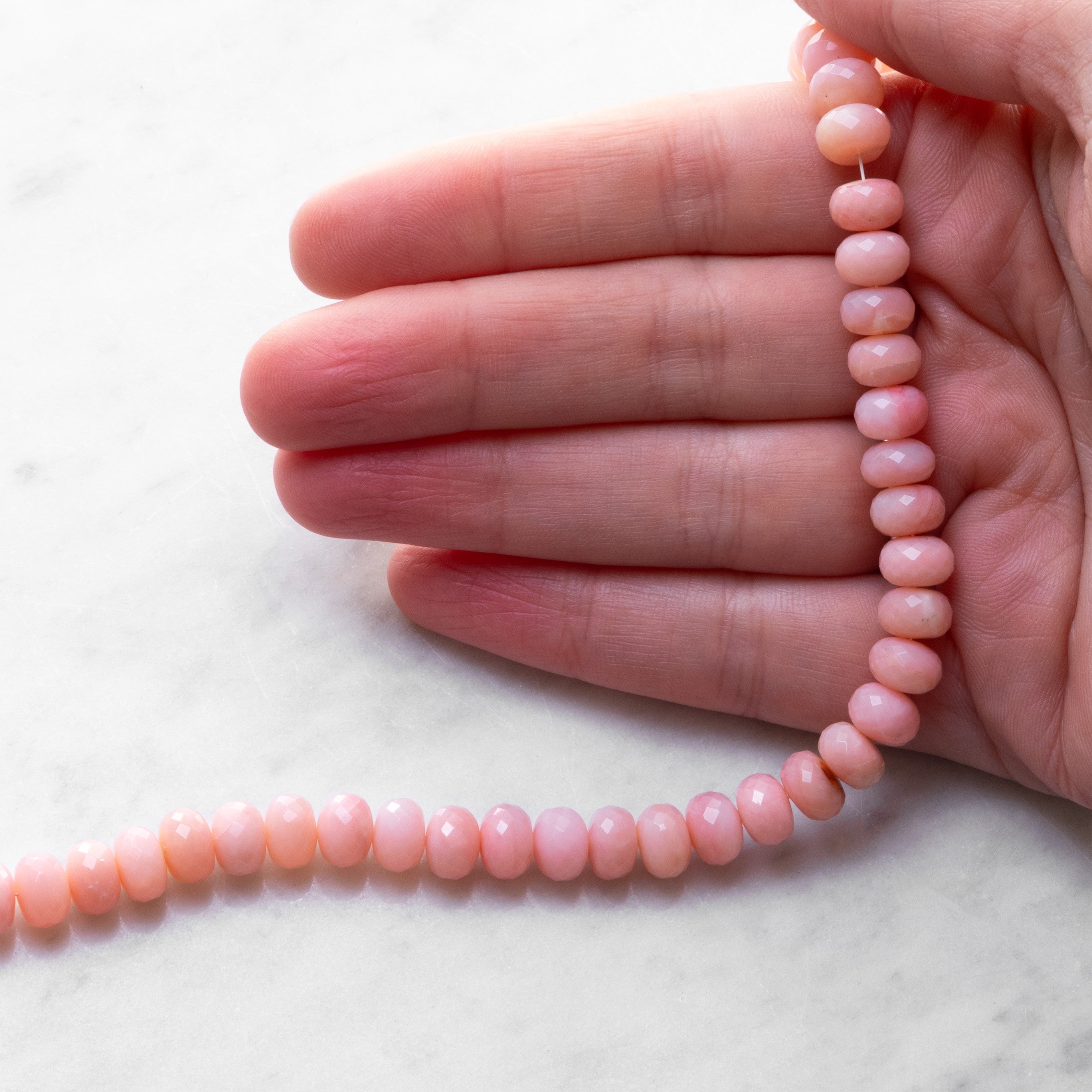 Pink Opal Faceted Rondelle Beads