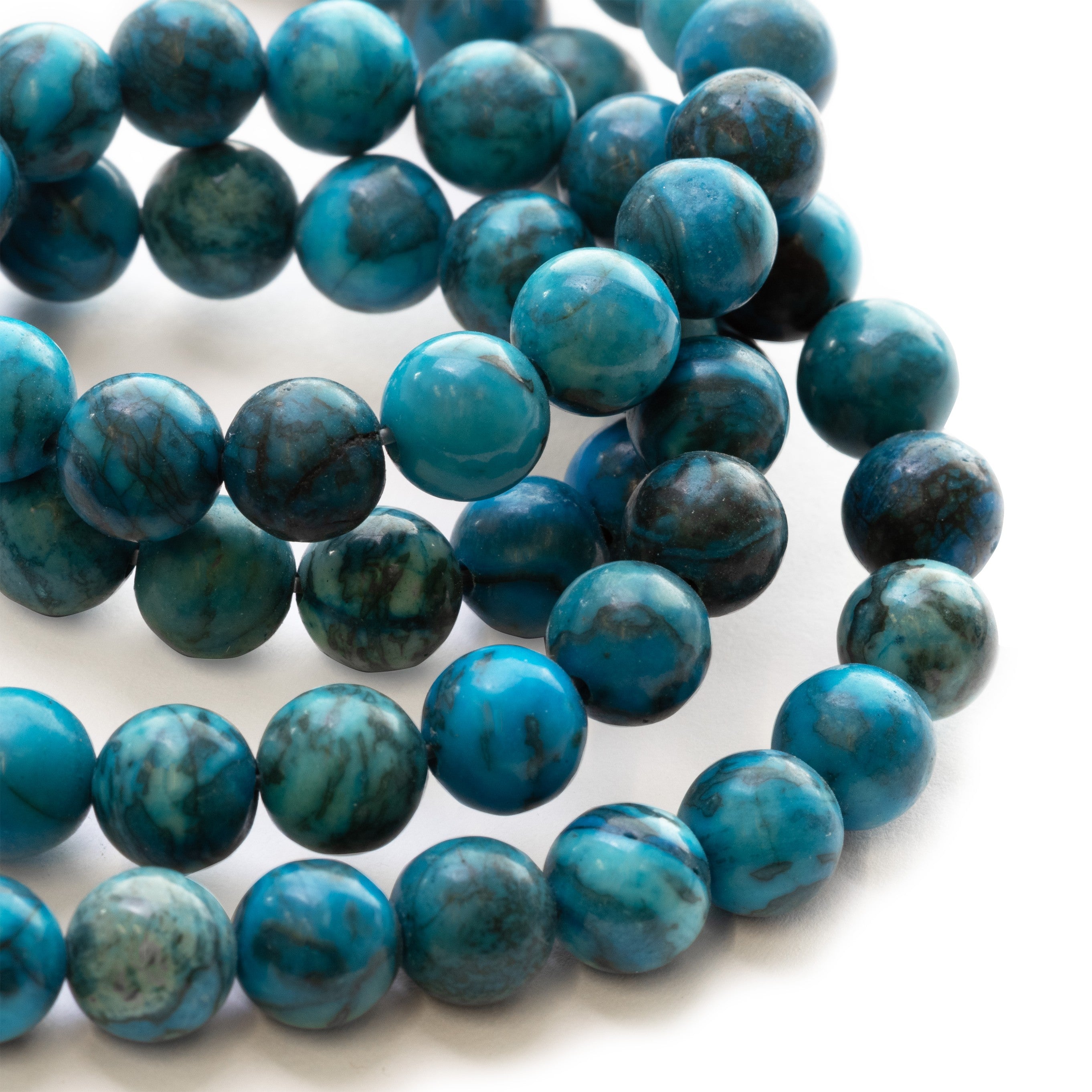 Blue Crazy Agate Round Beads