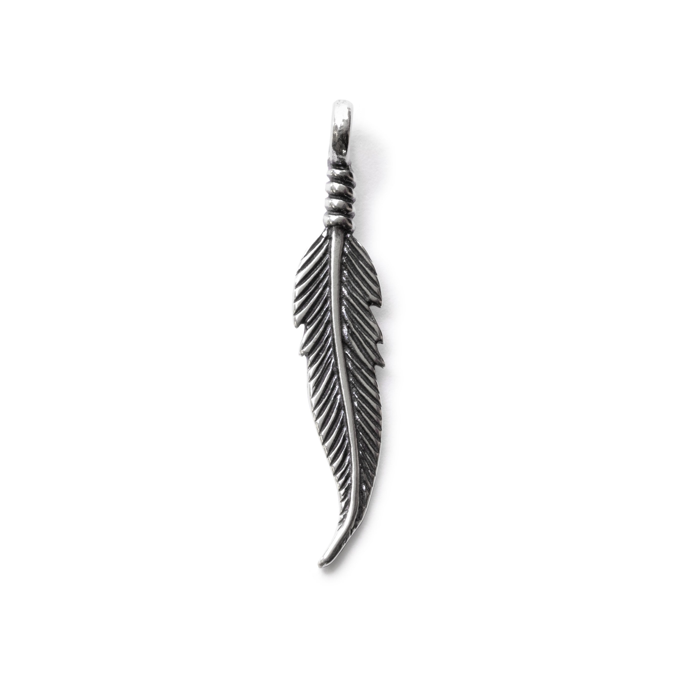 Silver Plated Antiqued Feather Charm