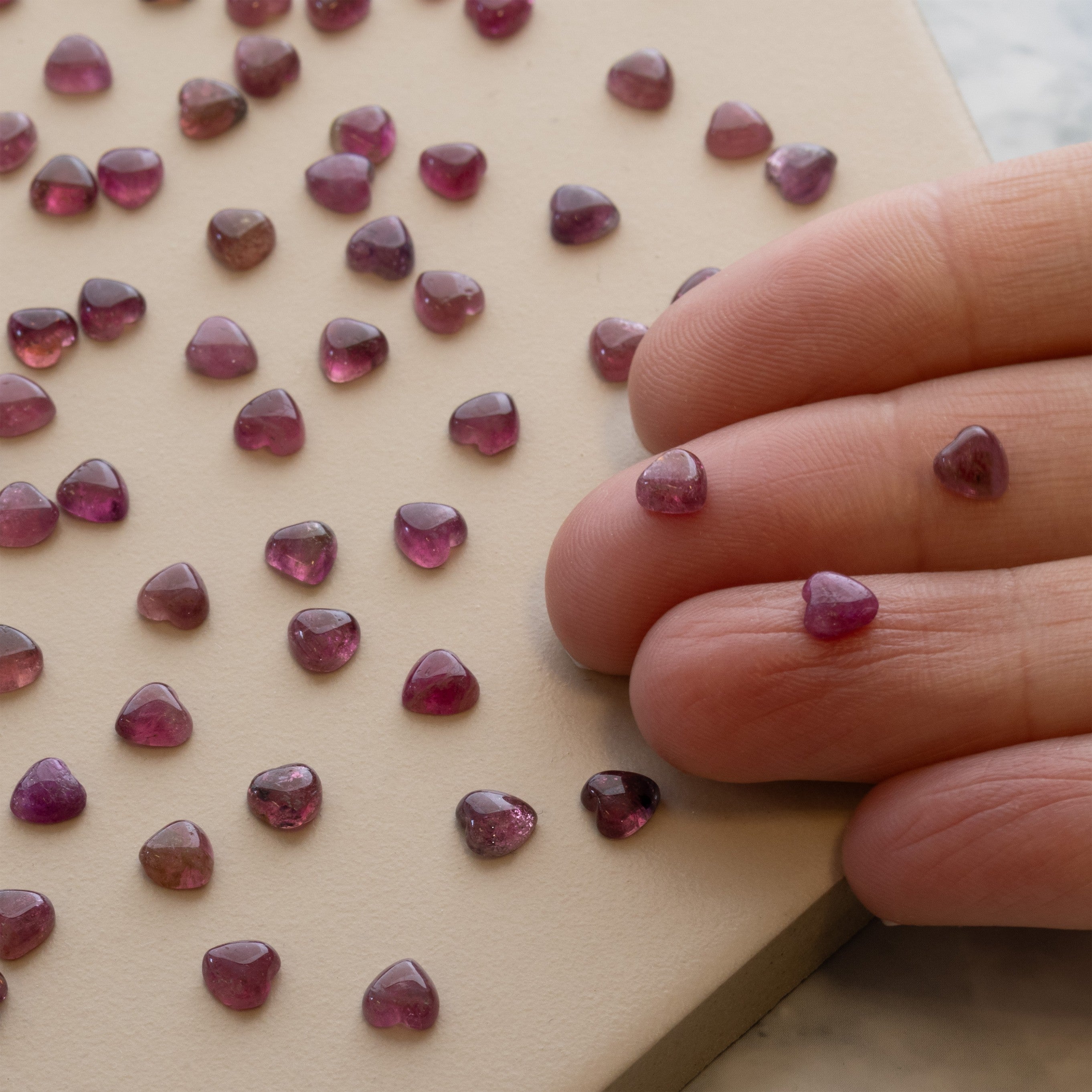 Pink Tourmaline Heart Cabochons Approx 5x5mm