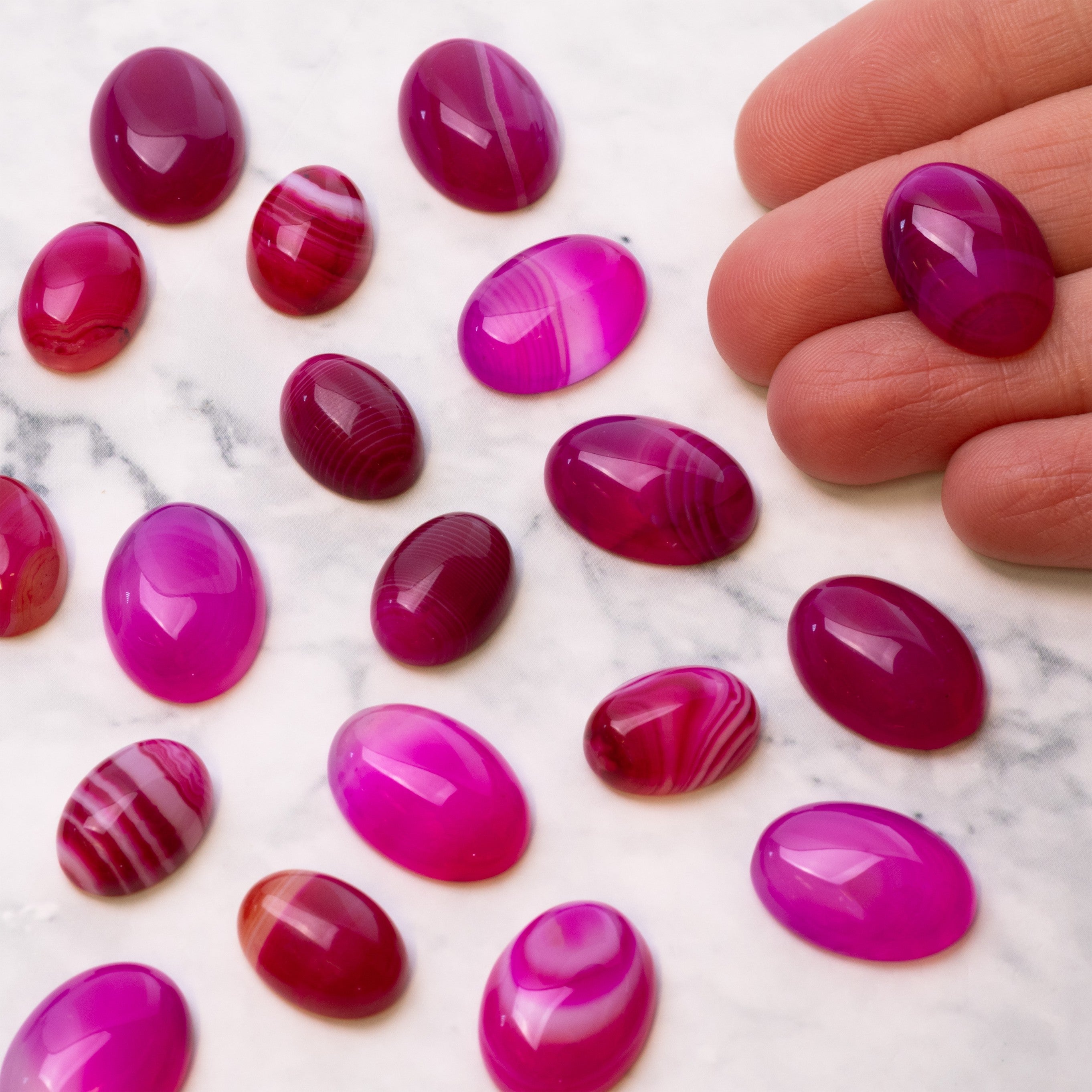 Pink Banded Agate Gemstone Cabochons