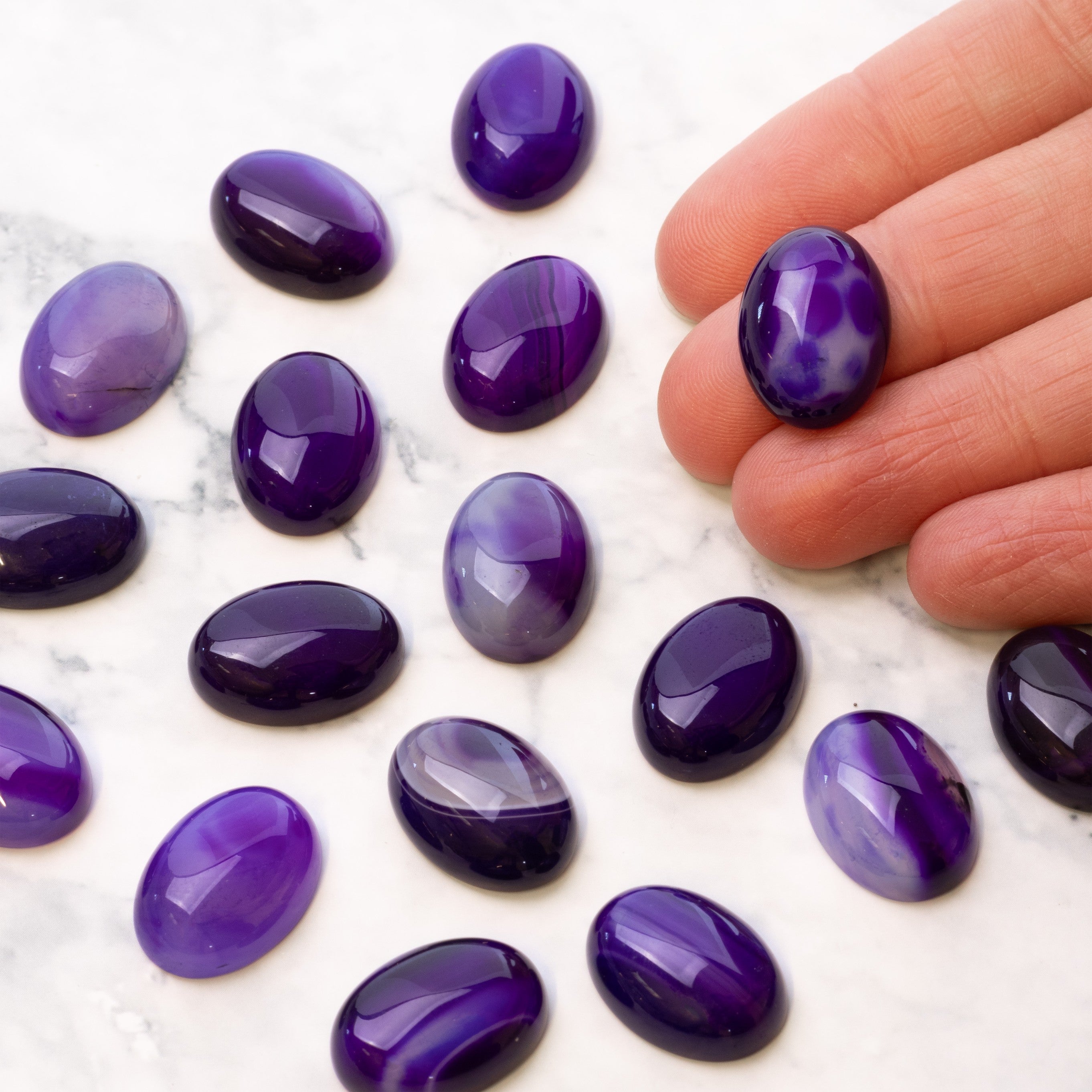 Purple Banded Agate Gemstone Cabochons