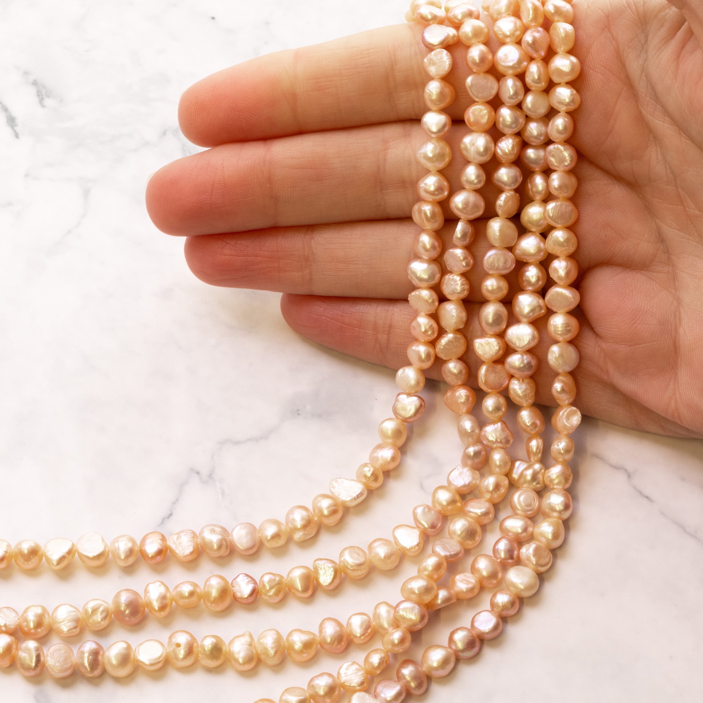 Cultured Freshwater Rustic Peach Pearls Approx 5.5mm