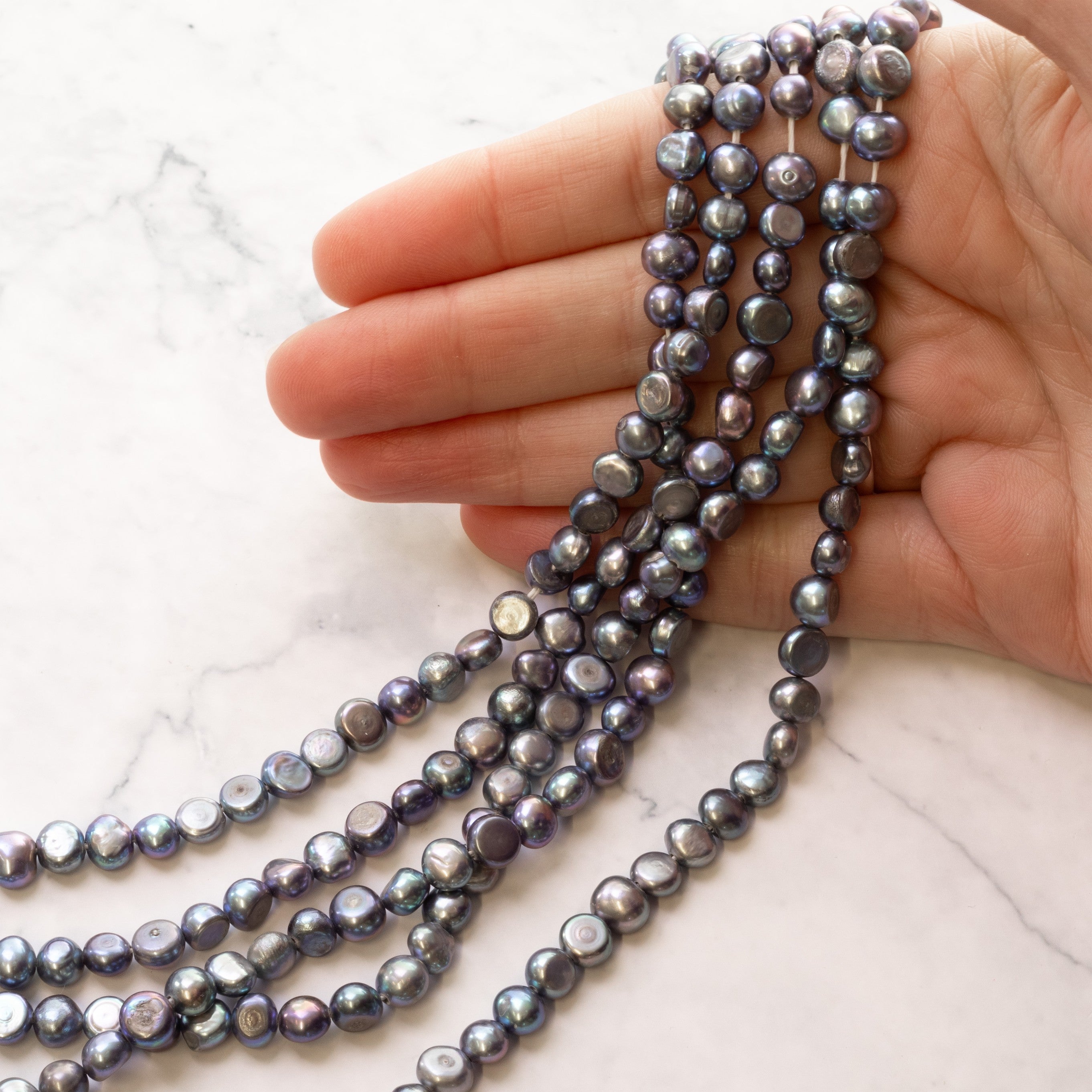 Cultured Freshwater Rustic Peacock Pearls Approx 6.5mm