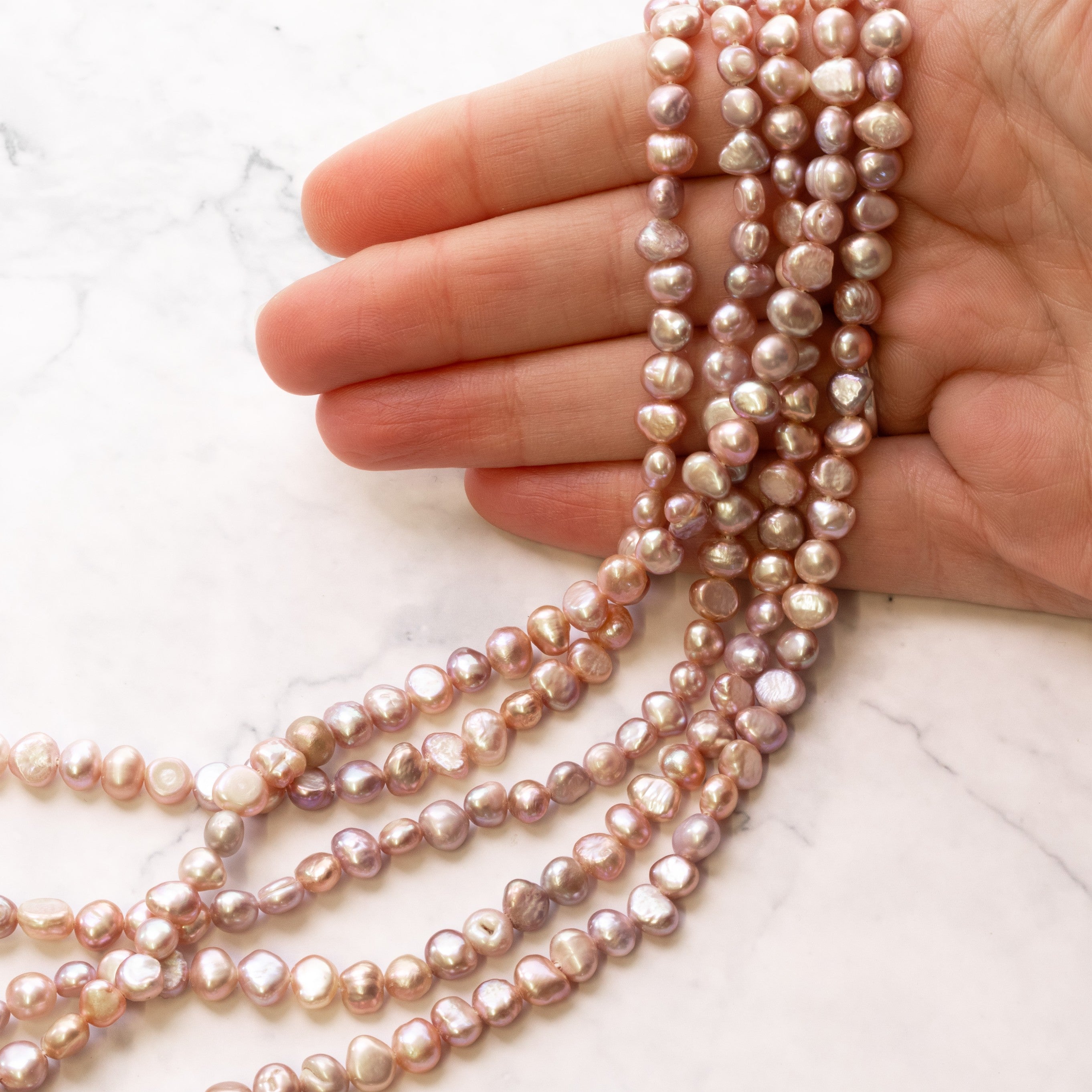 Cultured Freshwater Rustic Lilac Pearls Approx 5.5x6.5mm