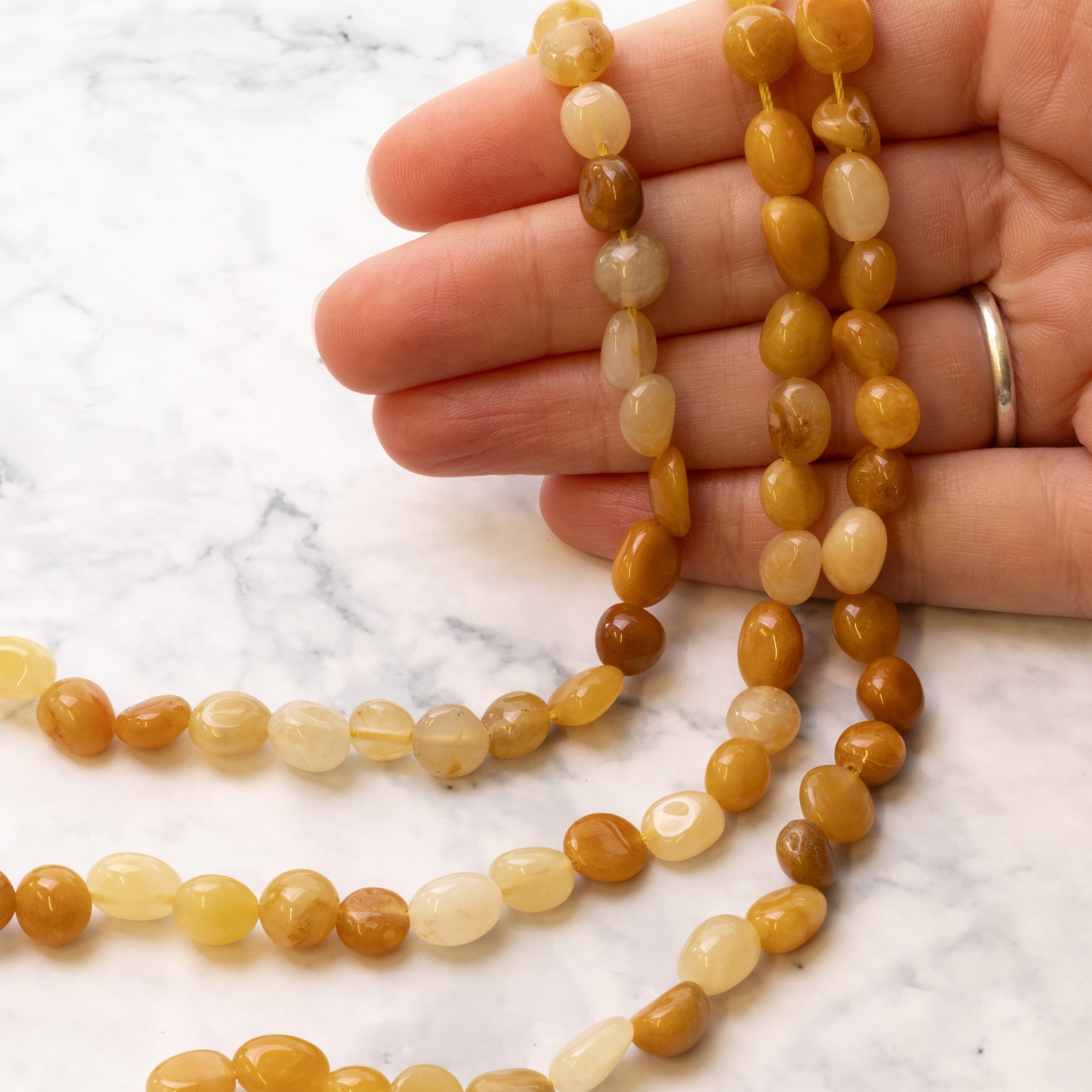 Gold Rutilated Quartz Nugget Beads Approx 6mm
