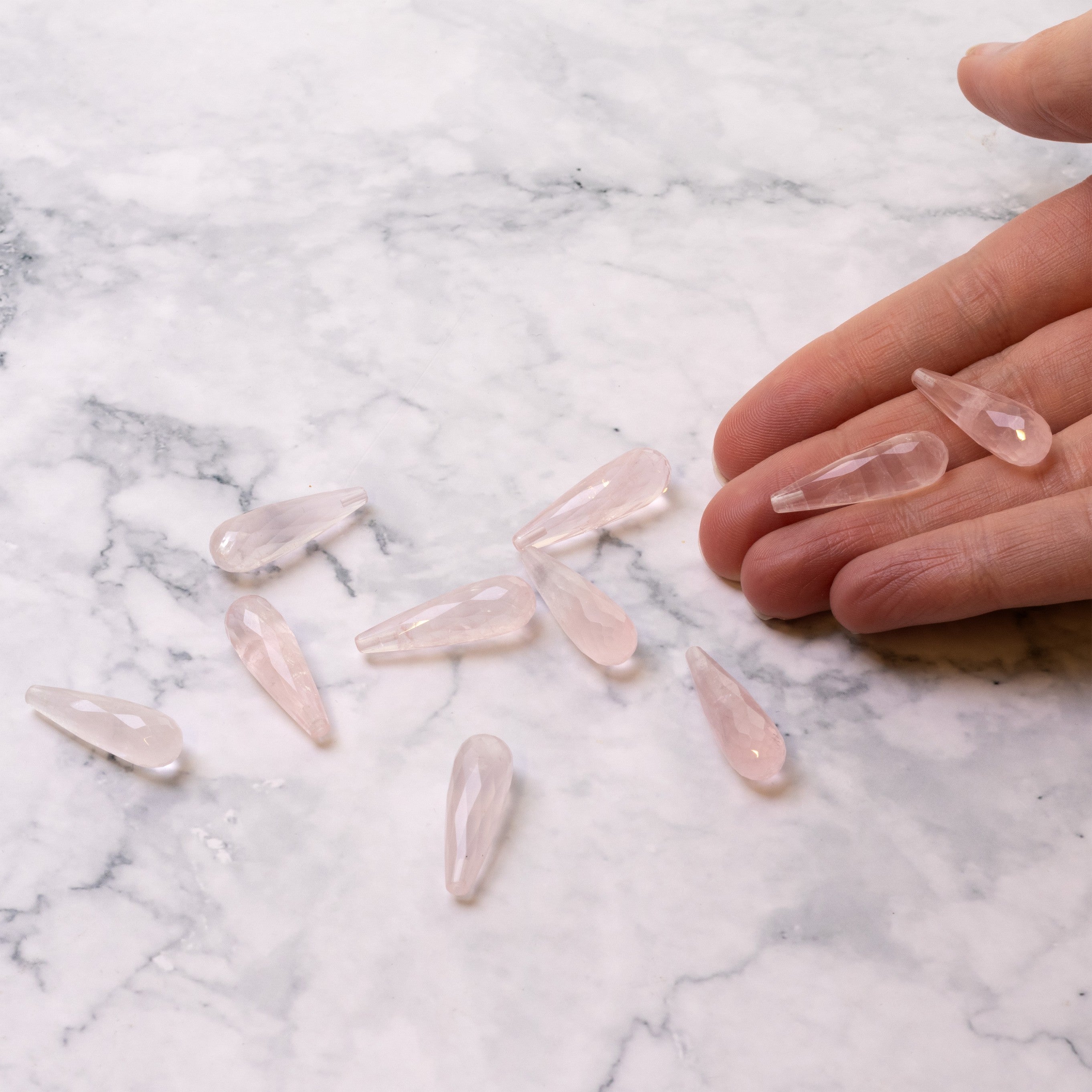 Rose Quartz Top Drilled Faceted Teardrop Gemstone Beads Approx 25x8mm