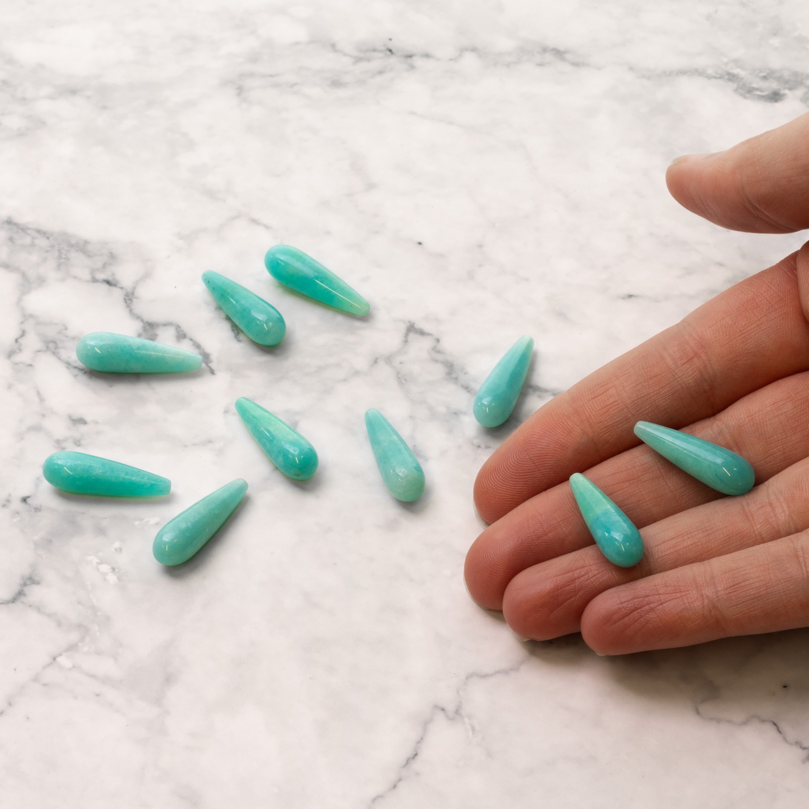 Peruvian Amazonite Top Drilled Teardrop Gemstone Bead Approx 22x7mm