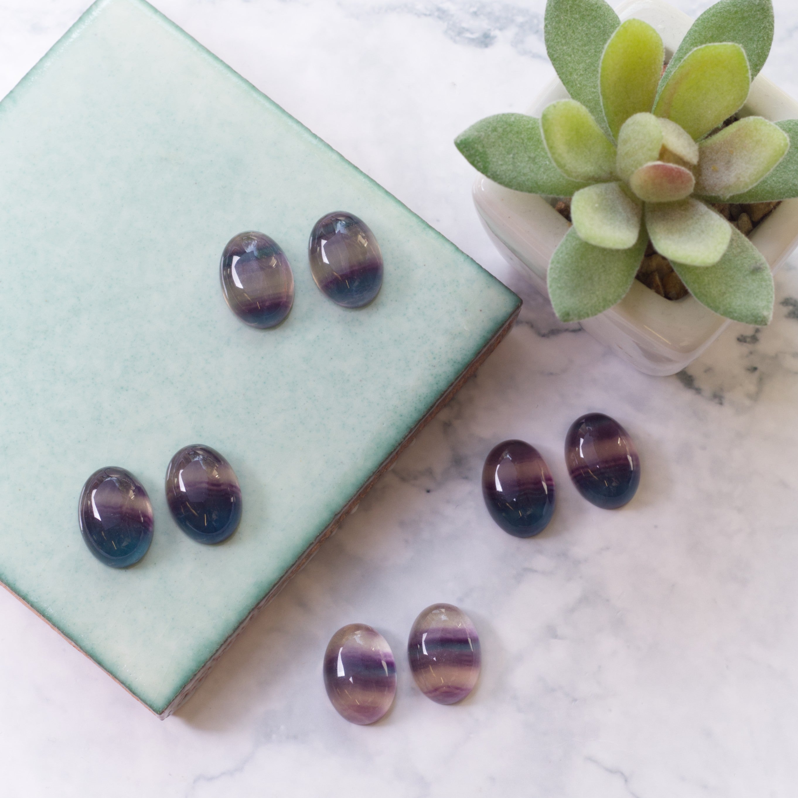 Purple Fluorite Cabochons 18x13mm Oval