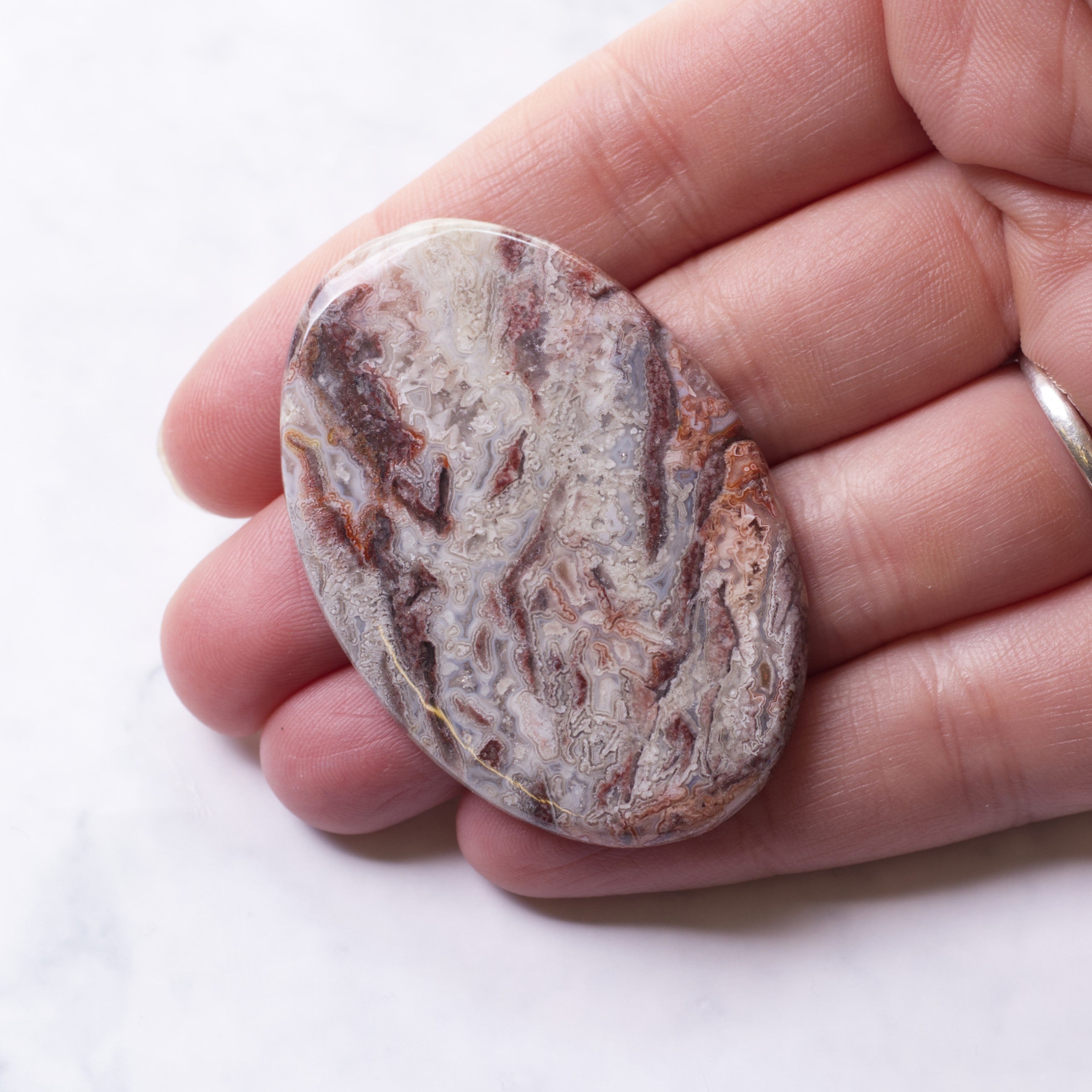 Crazy Lace Agate Freeform Cabochon Approx 51.5x34.5mm