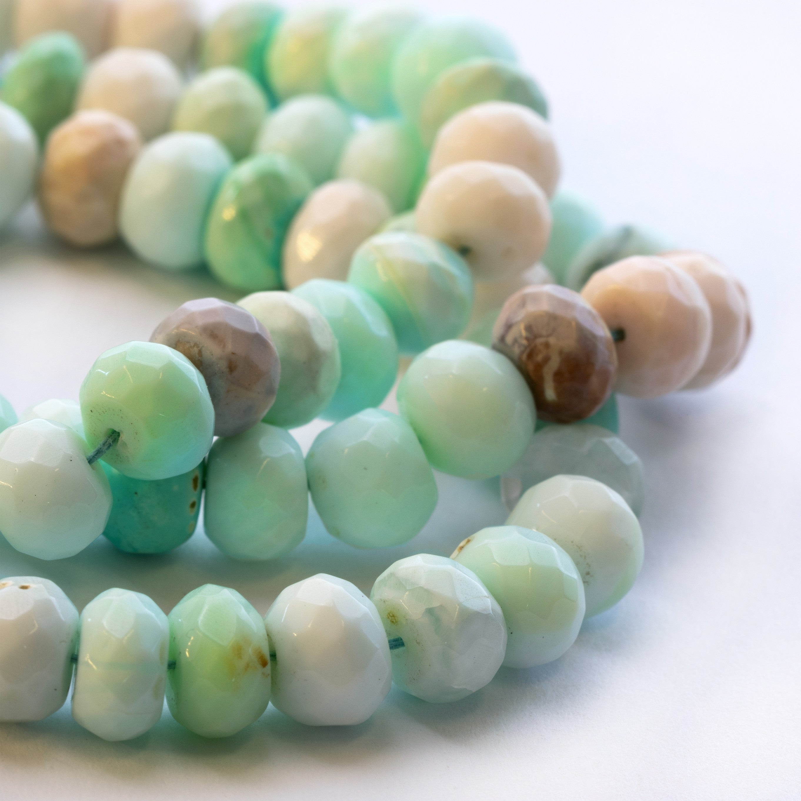 Peruvian Opal Faceted Rondelle Beads Approx 7mm