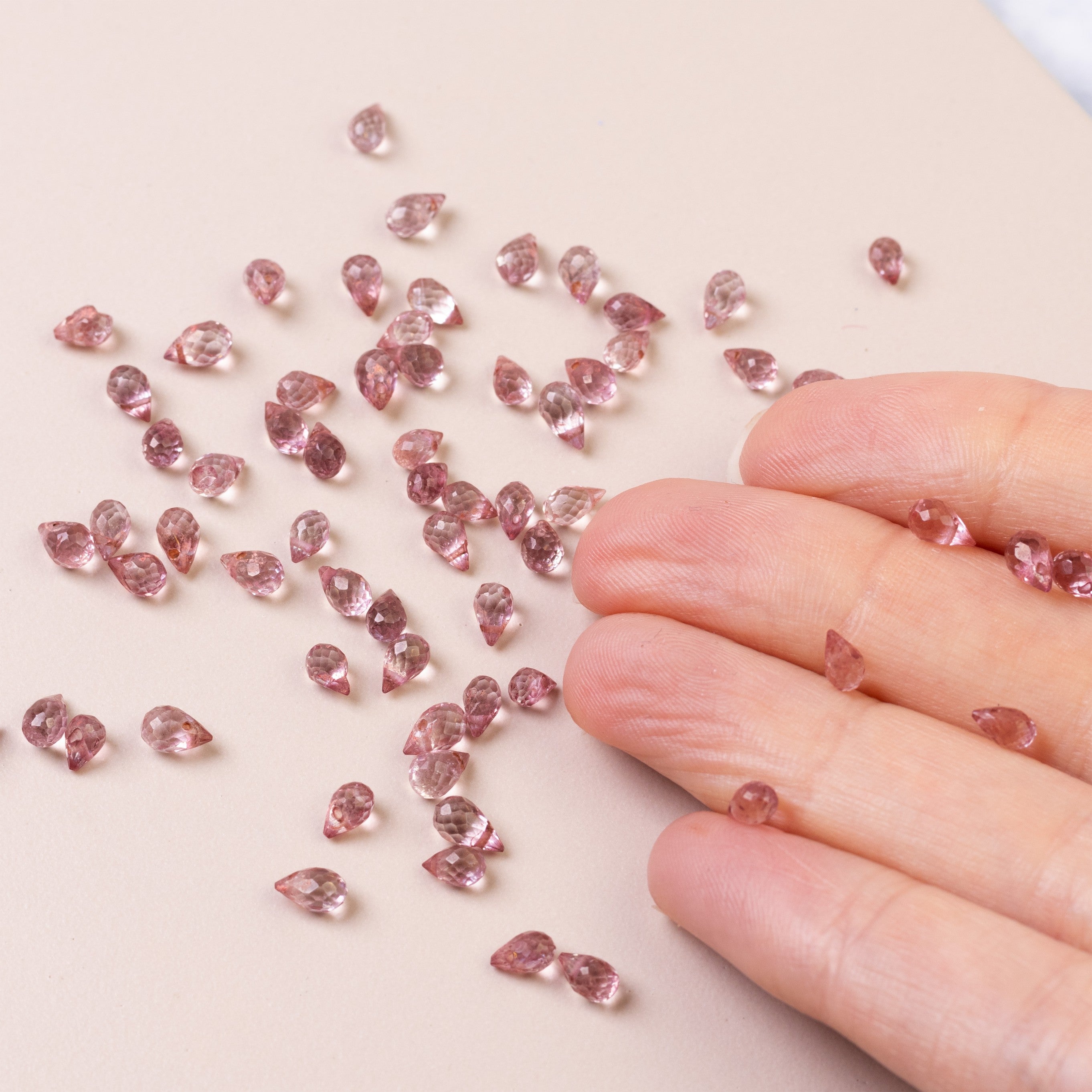 Pink Topaz Faceted Drop Briolette Beads Approx 5x3mm pk10 Beads