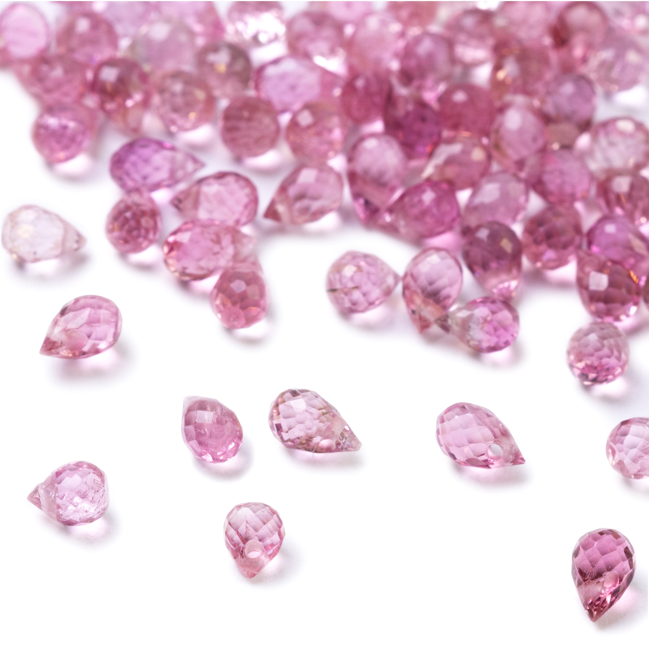 Pink Tourmaline Faceted Drop Briolette Beads Approx 4x2.5mm pk10 Beads