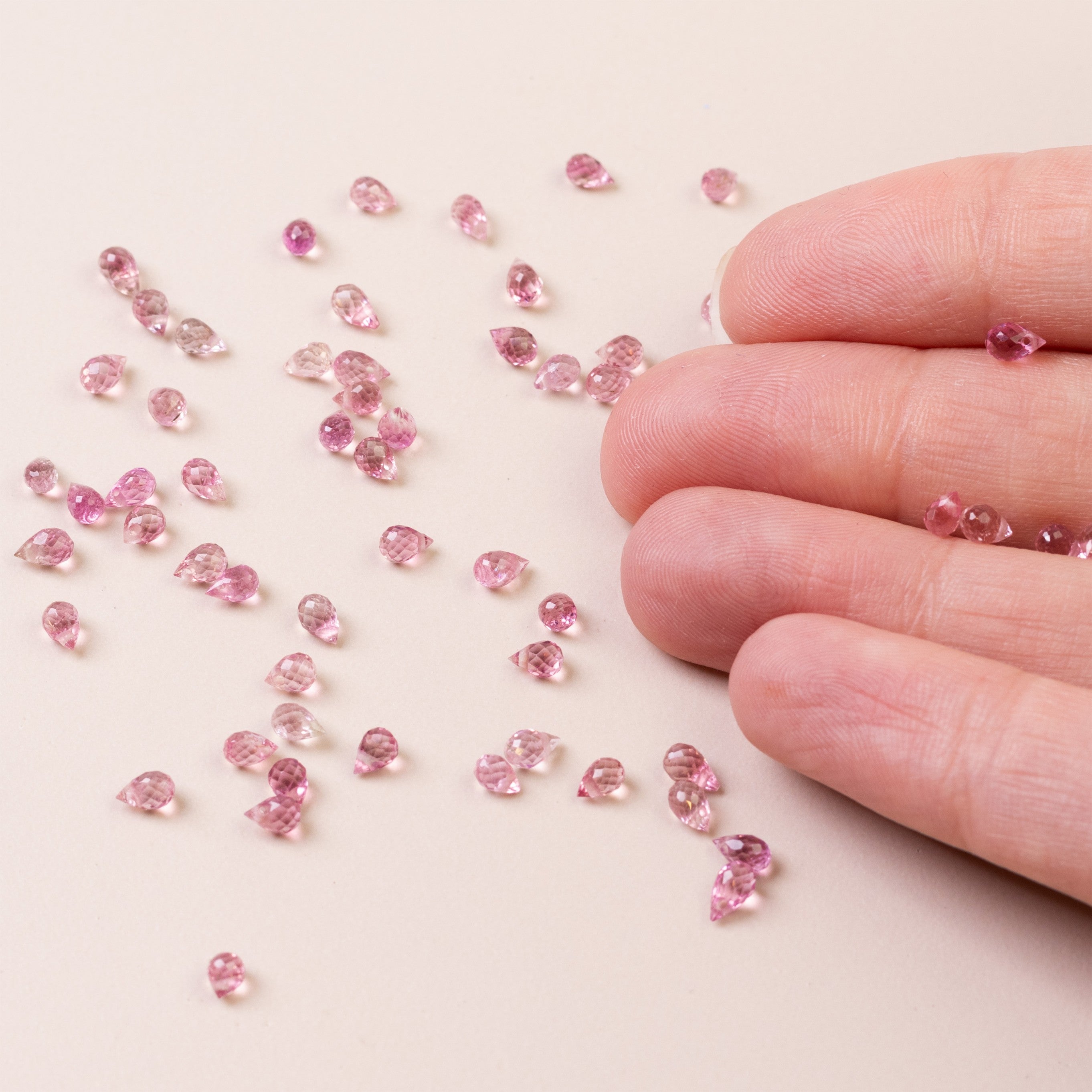 Pink Tourmaline Faceted Drop Briolette Beads Approx 4x2.5mm pk10 Beads