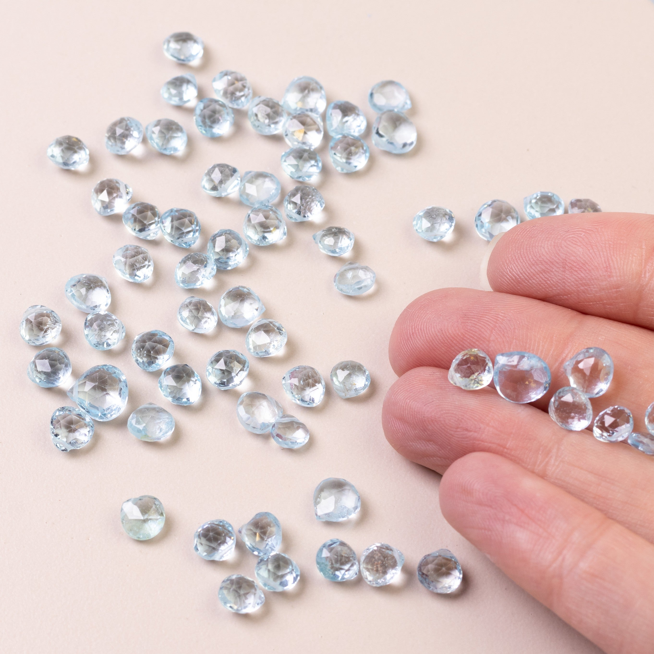 Sky Blue Topaz Faceted Heart Briolette Beads Approx 5mm
