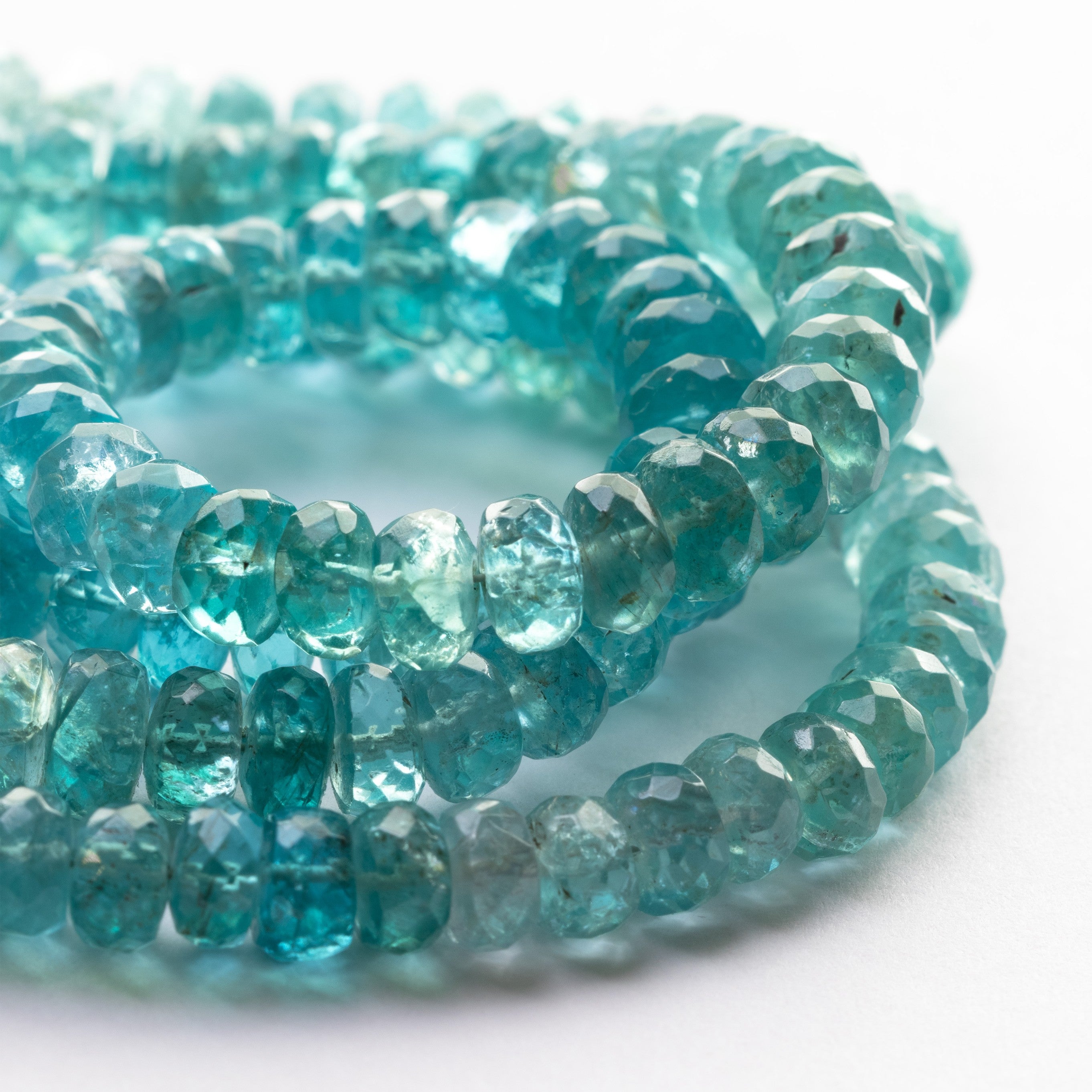 Apatite Faceted Rondelle Beads