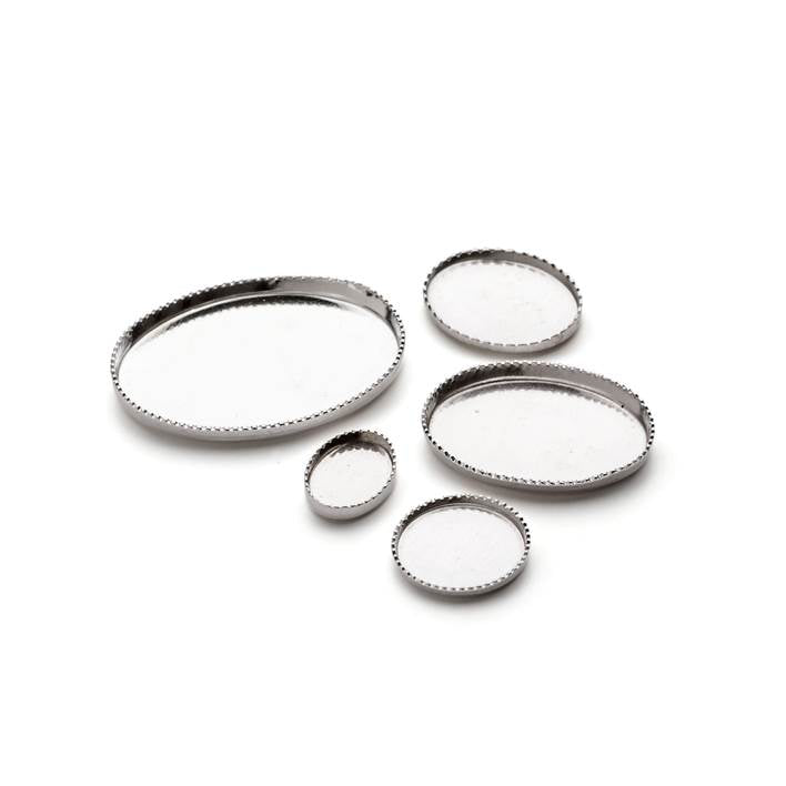 Sterling Silver Milled Edge Bezel Cups For Cabochon Stones