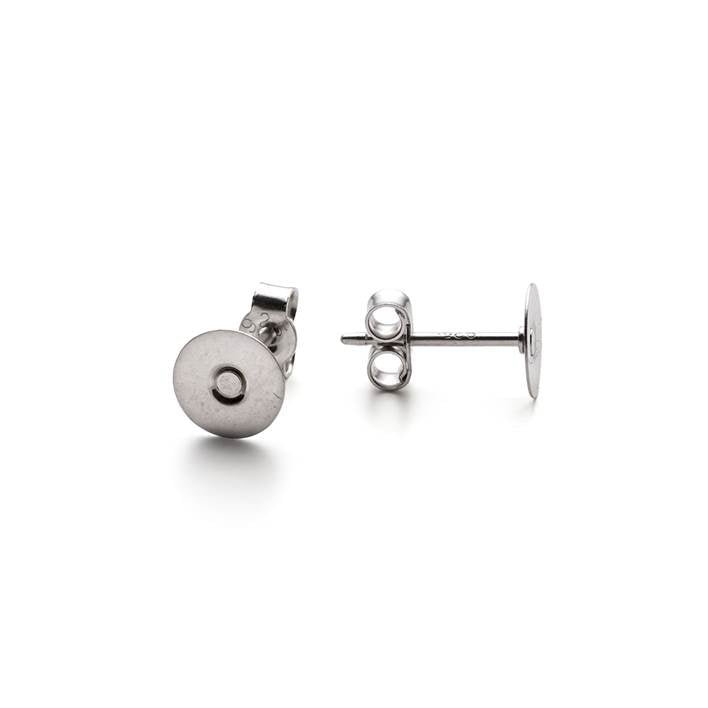 Sterling Silver Earstuds With Flat Plate Pair