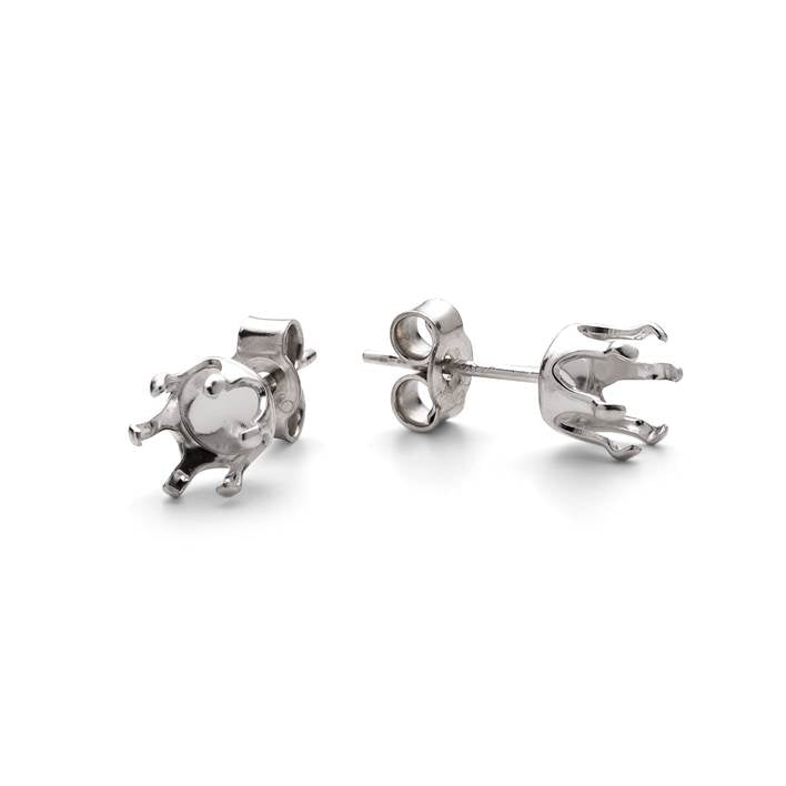 Sterling Silver Snaptite Earstud Settings For Faceted Stones Pair