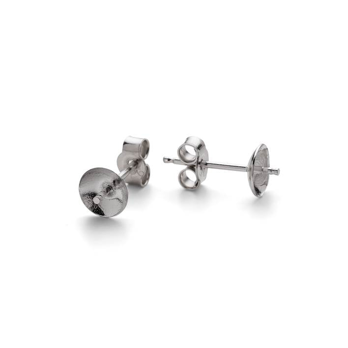 Sterling Silver Earstud Settings For Half Drilled Beads Pair