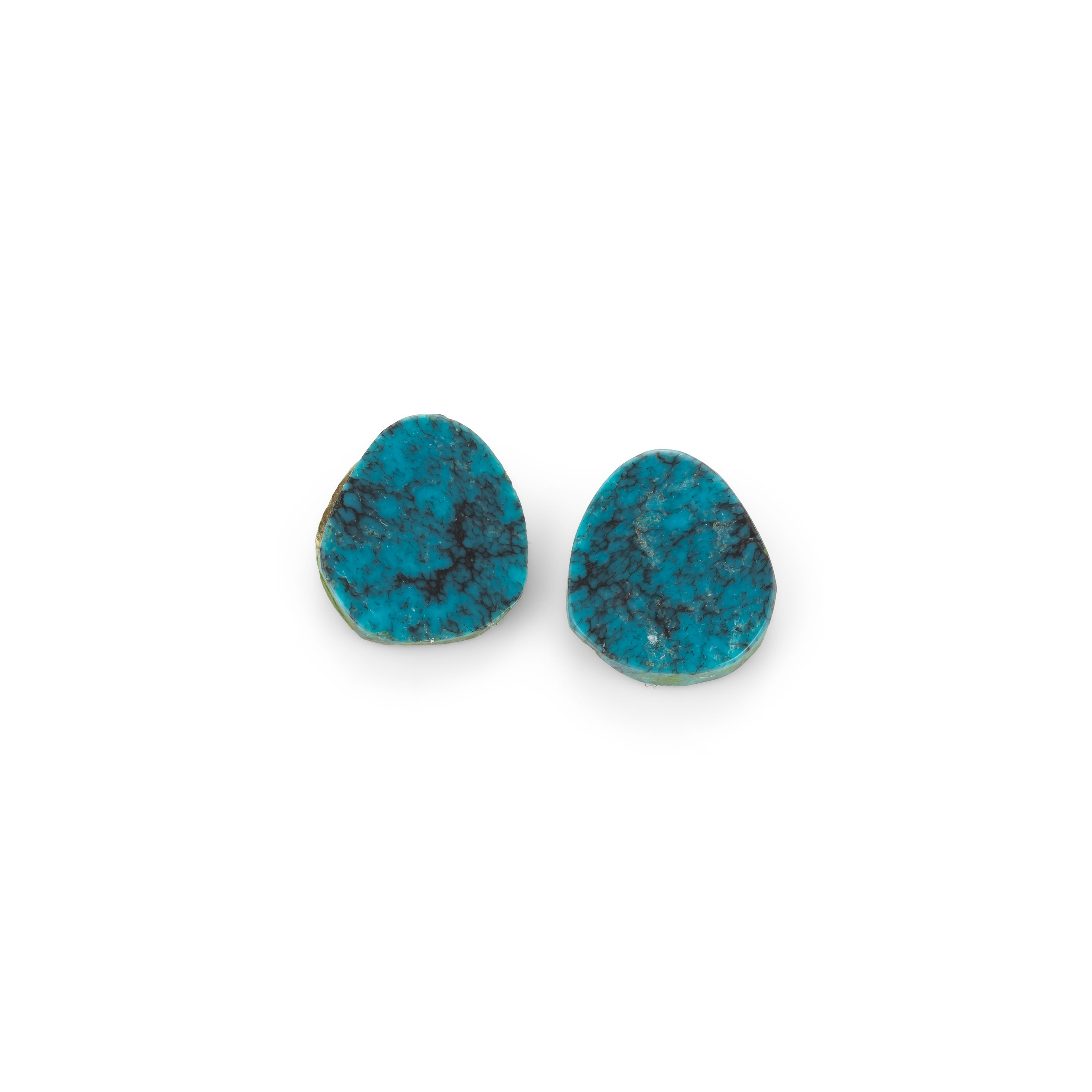 Pair of Turquoise Freeform Cabochons