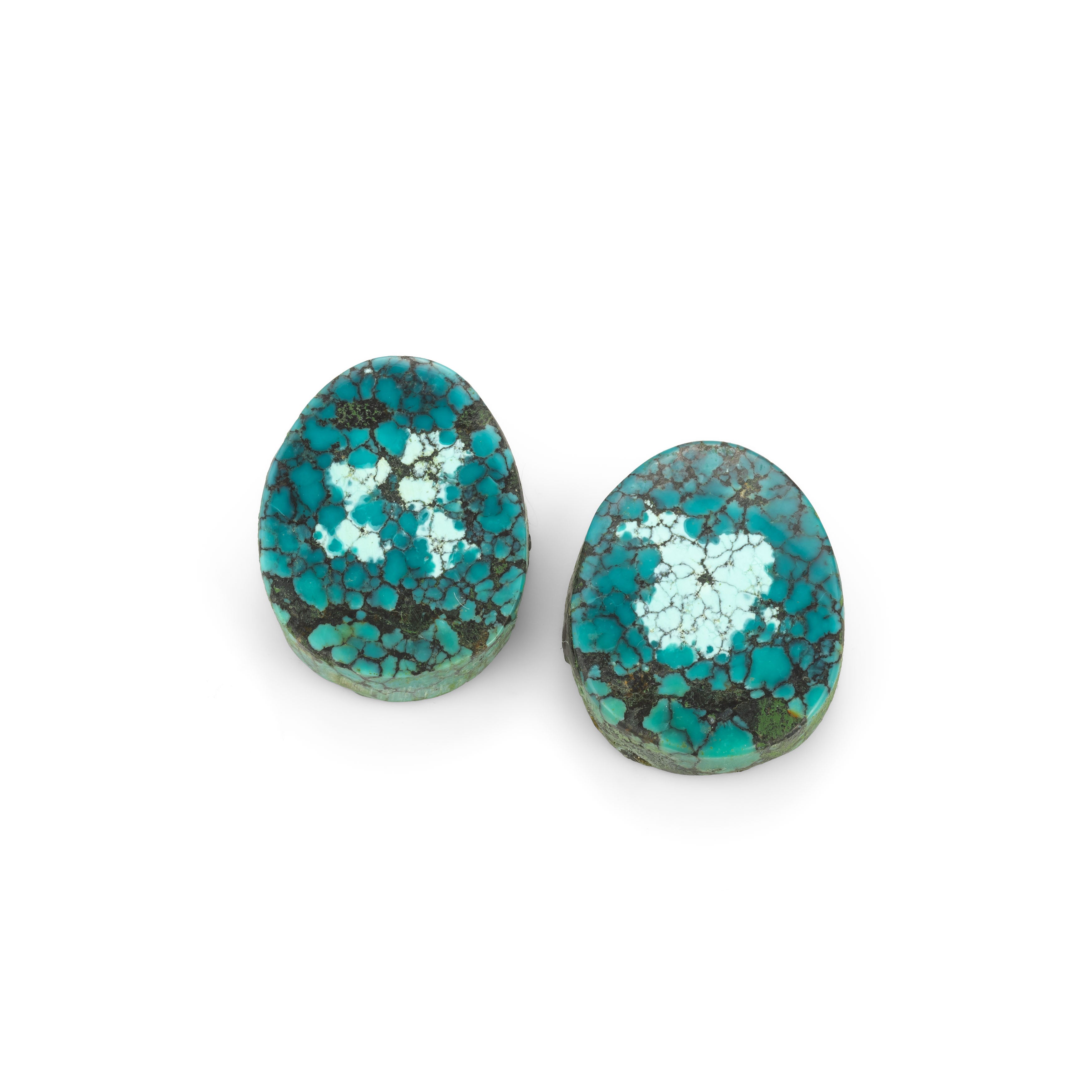 Pair of Turquoise Freeform Cabochons